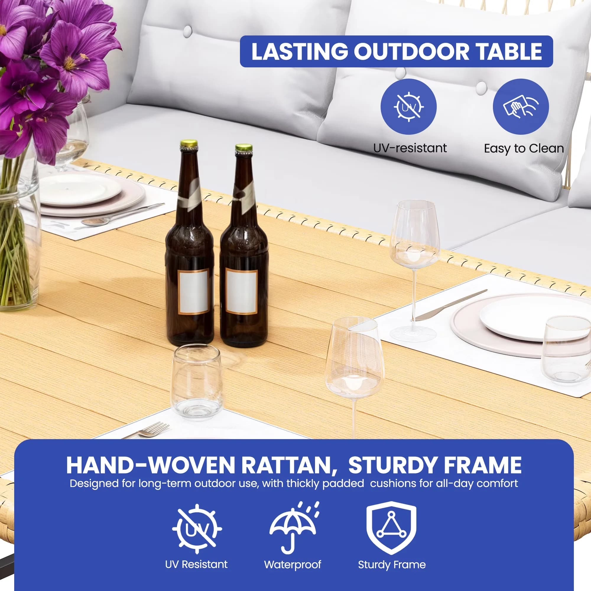 Patio Dining Set Compact with Portable, Modern, Adult 6 Piece Steel Outdoor Sets - Gray Steel Model E8815A