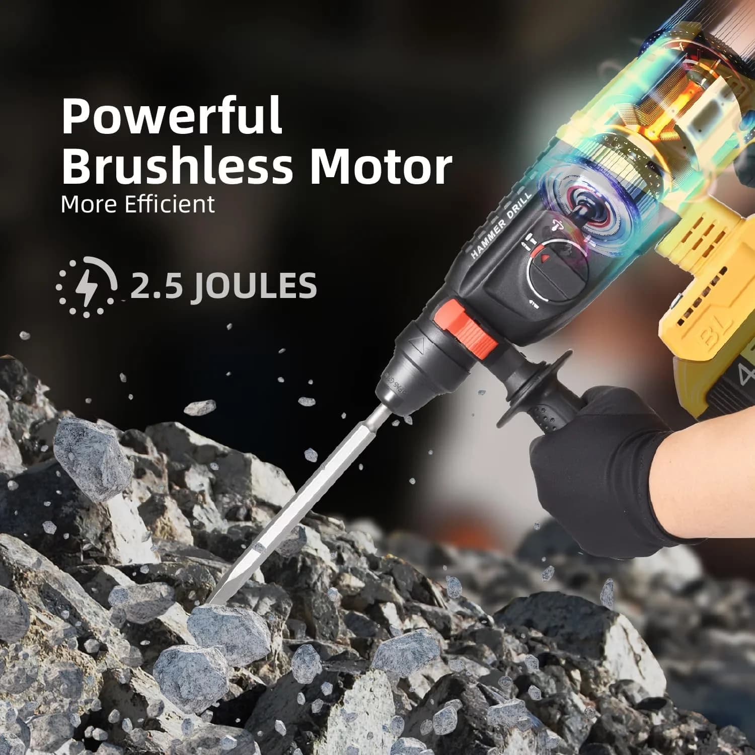 Reliable Drills Driver with Battery, 20V, Dewalt Battery(NO Battery) - Yellow 13.8" x 8.3" x 3.5" Model 7EAAB1