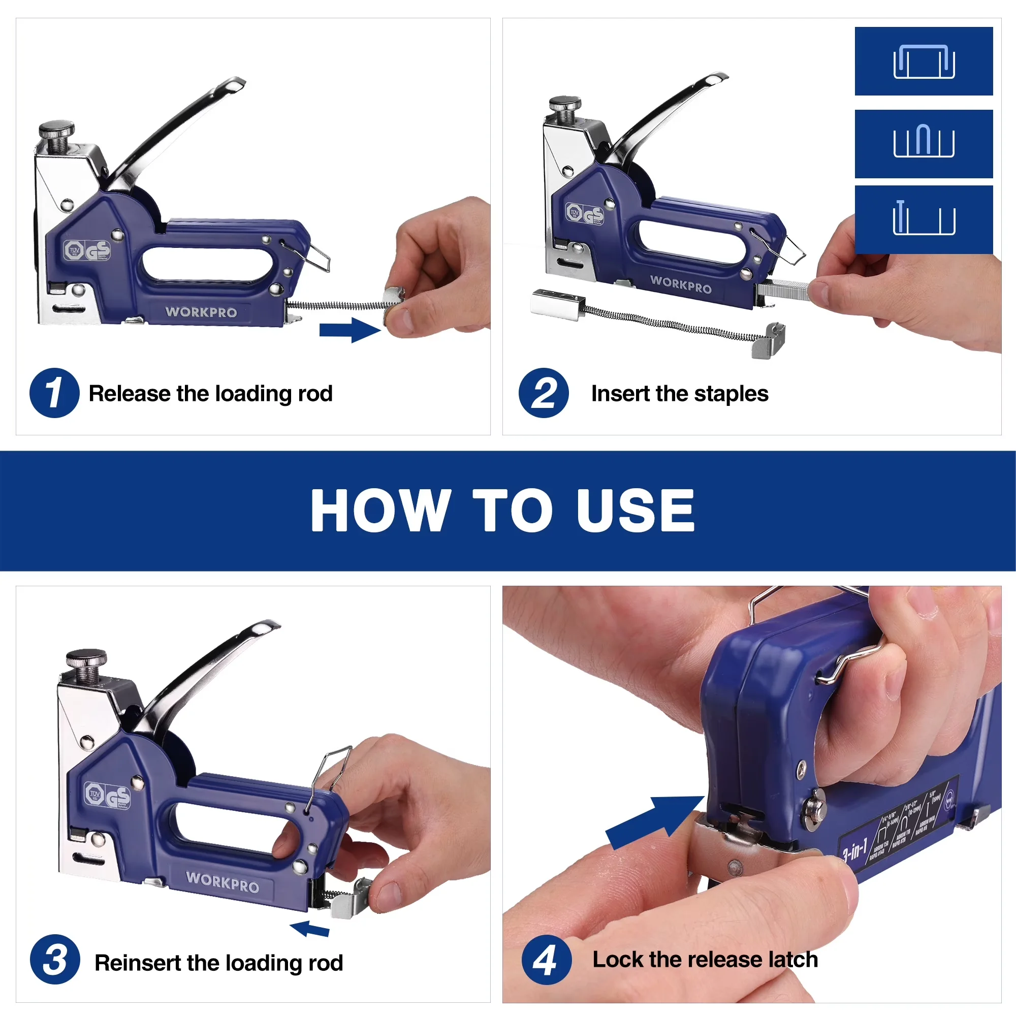 Efficient Power Tool with 3-In-1, 1500 Staples & Remover, 3-in-1 Staple Gun Kit - Blue Model AFFB0A