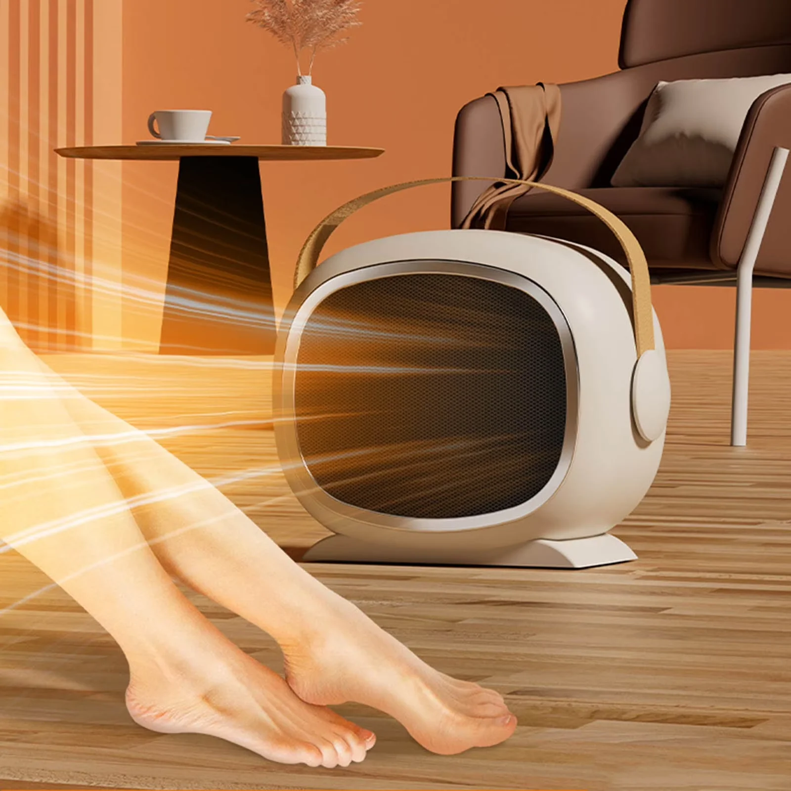 Portable And Electric Space Heater Compact with 1200W, Automatic Shutoff - White Model FDD938