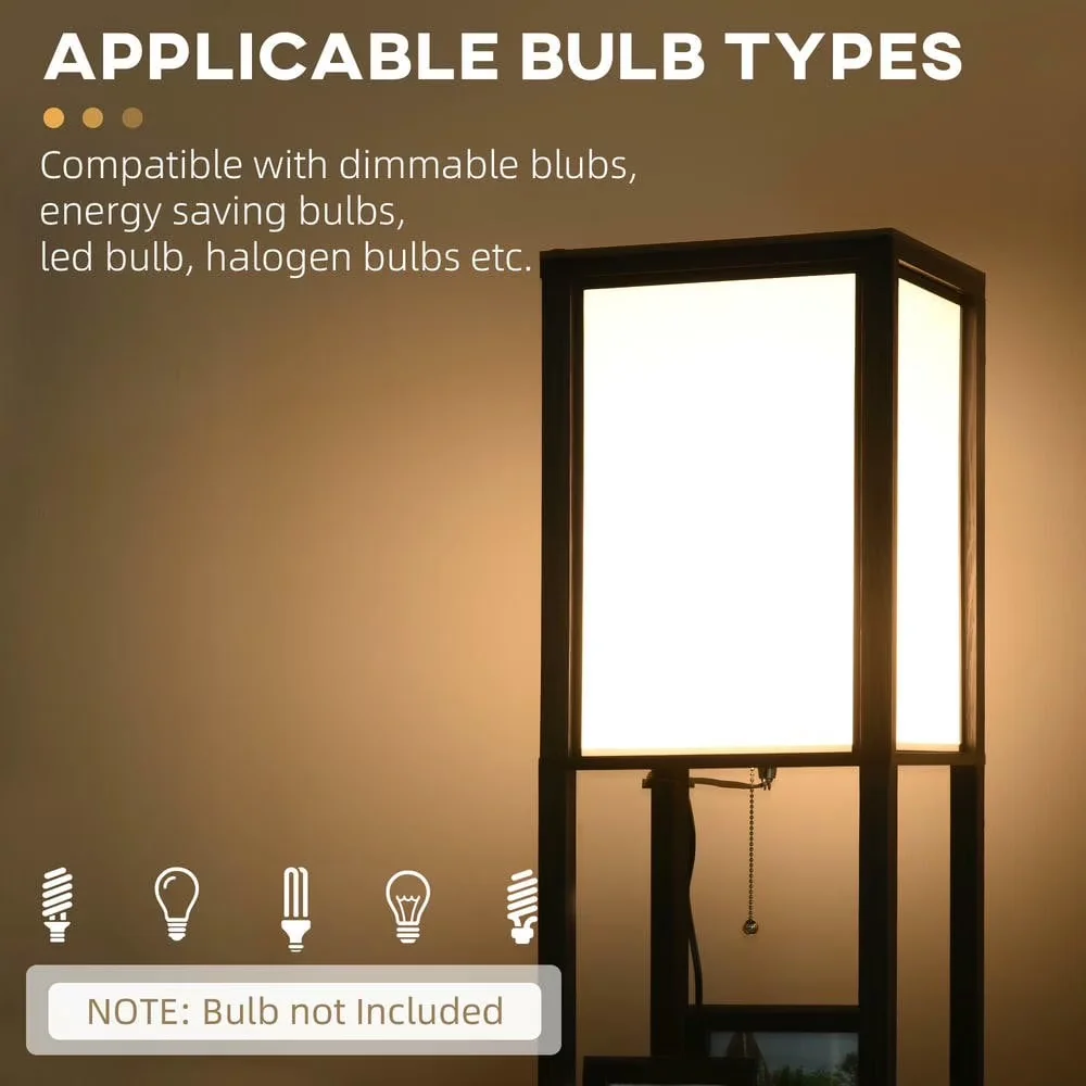 Floor Lamp Quality with LED, Adjustable Height, Shelf Lamps - Black for Living Room, Bedroom Model 9FB63C