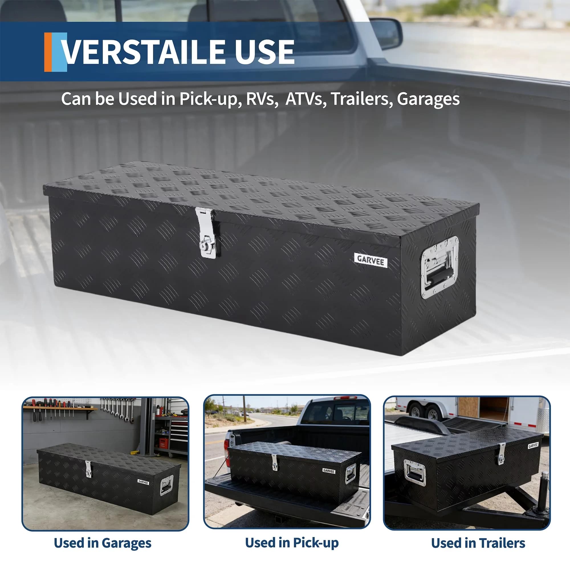 Toolstorage Premium with Lock, Side Handles, Heavy Duty Aluminum Truck Bed Tool Box - Model 26BE62