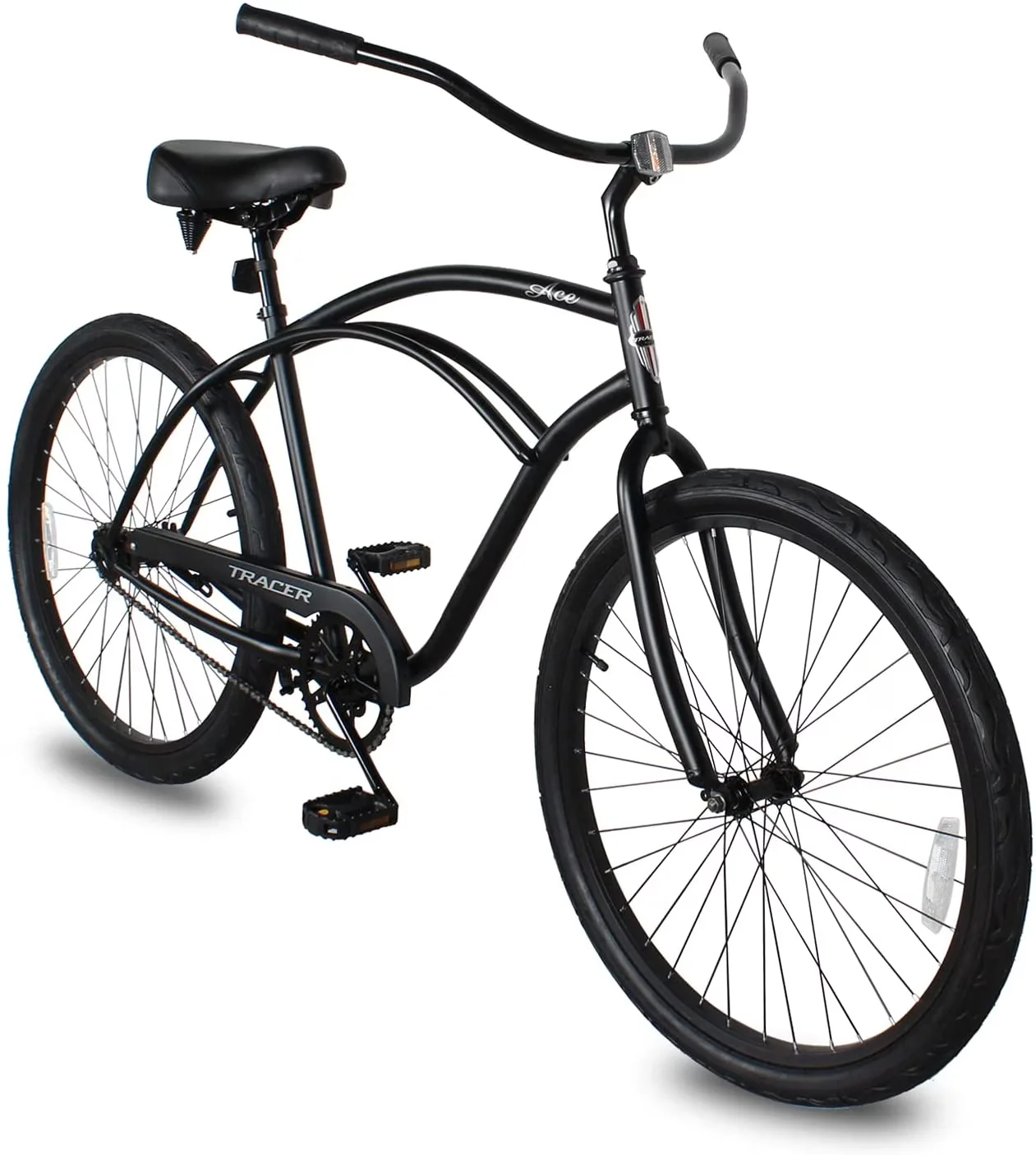 Sleek Cruiser Bike with Adjustable Seat Height, Matte Black - Black 26 In Model D75F72
