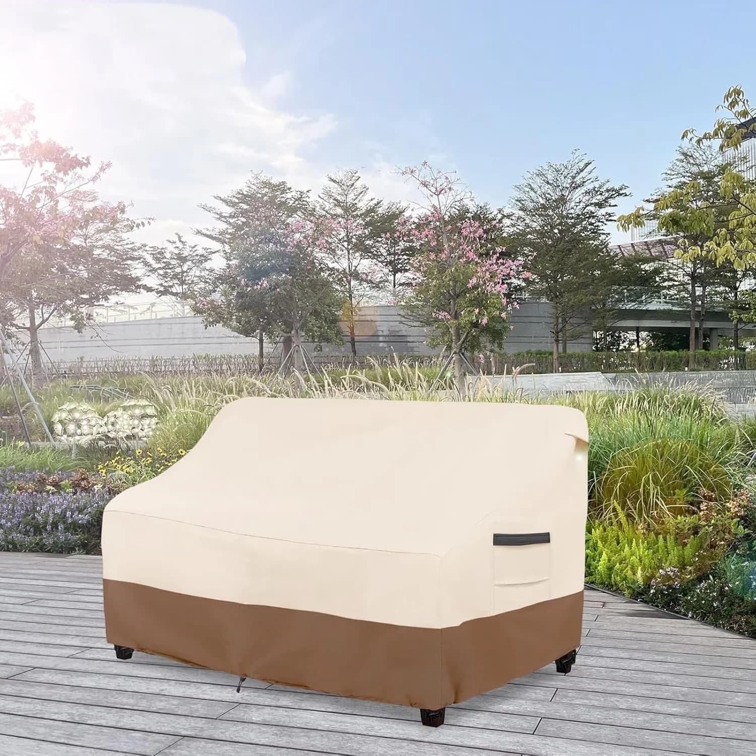 Durable Outdoor Sofas Sectional with 79W, Waterproof, 3-Seater Patio Sofa Cover - Brown Model 4825B1