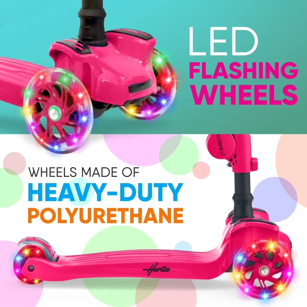 Sleek Scooter with LED, Compact, Scoot Kid 3-Wheel Kids - Pink Plastic|Polyurethane Model A75121
