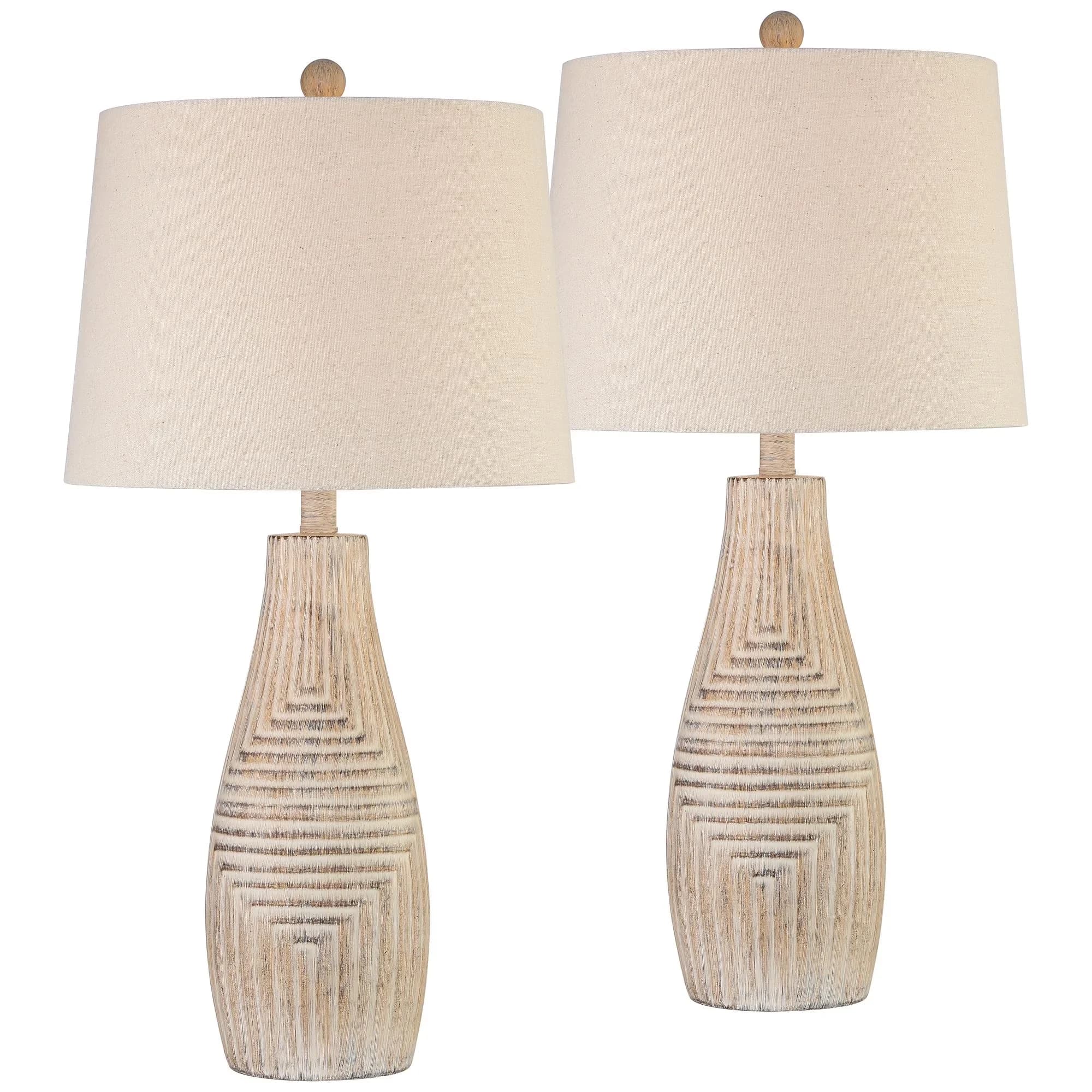 Classic Lamp Set with Incandescent, Rustic/Lodge - Brown Resin Chico - Universal Fit Model 7F01CB
