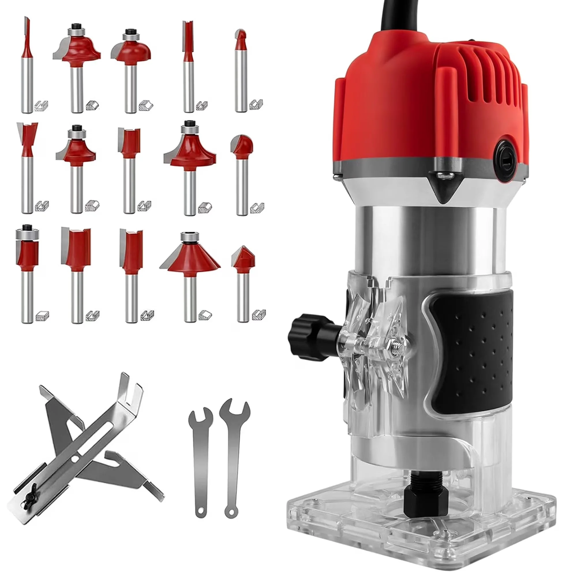 Compact Power Tool with 800W, Multi Tool, 800W Compact Wood Router - 6.7" x 5.4" x 9.4" Model 2BE513