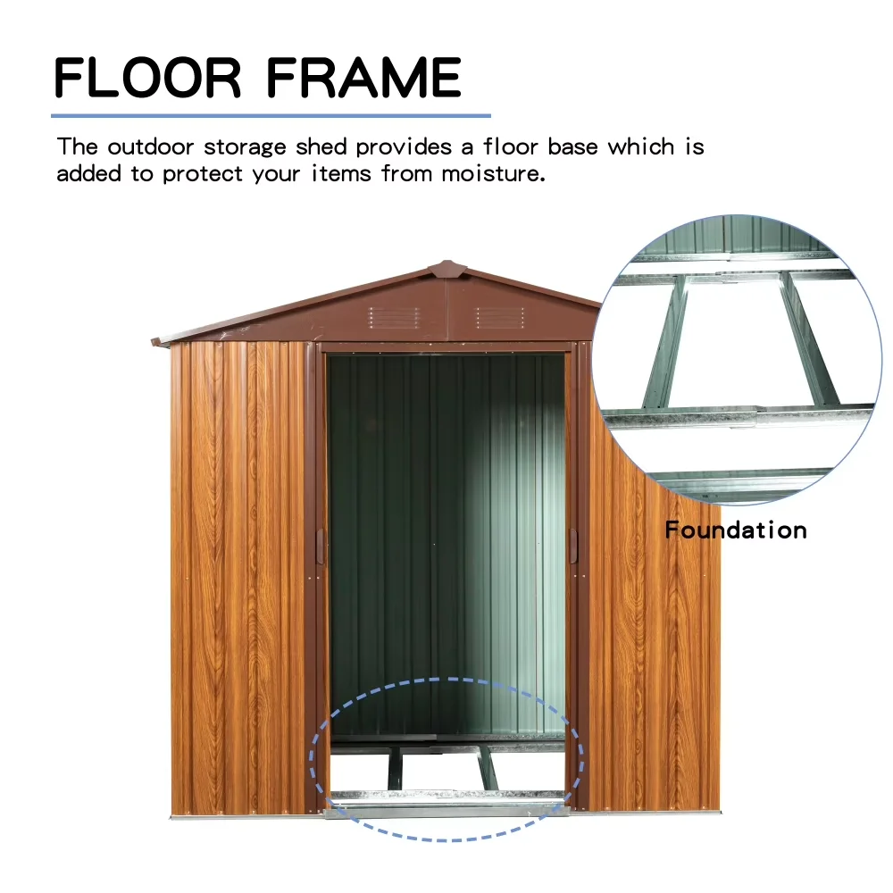 Shed Quality with Rot Resistant, Rust Resistant, Sliding Doors & Built-In Vents - Metal Brown Model 504179