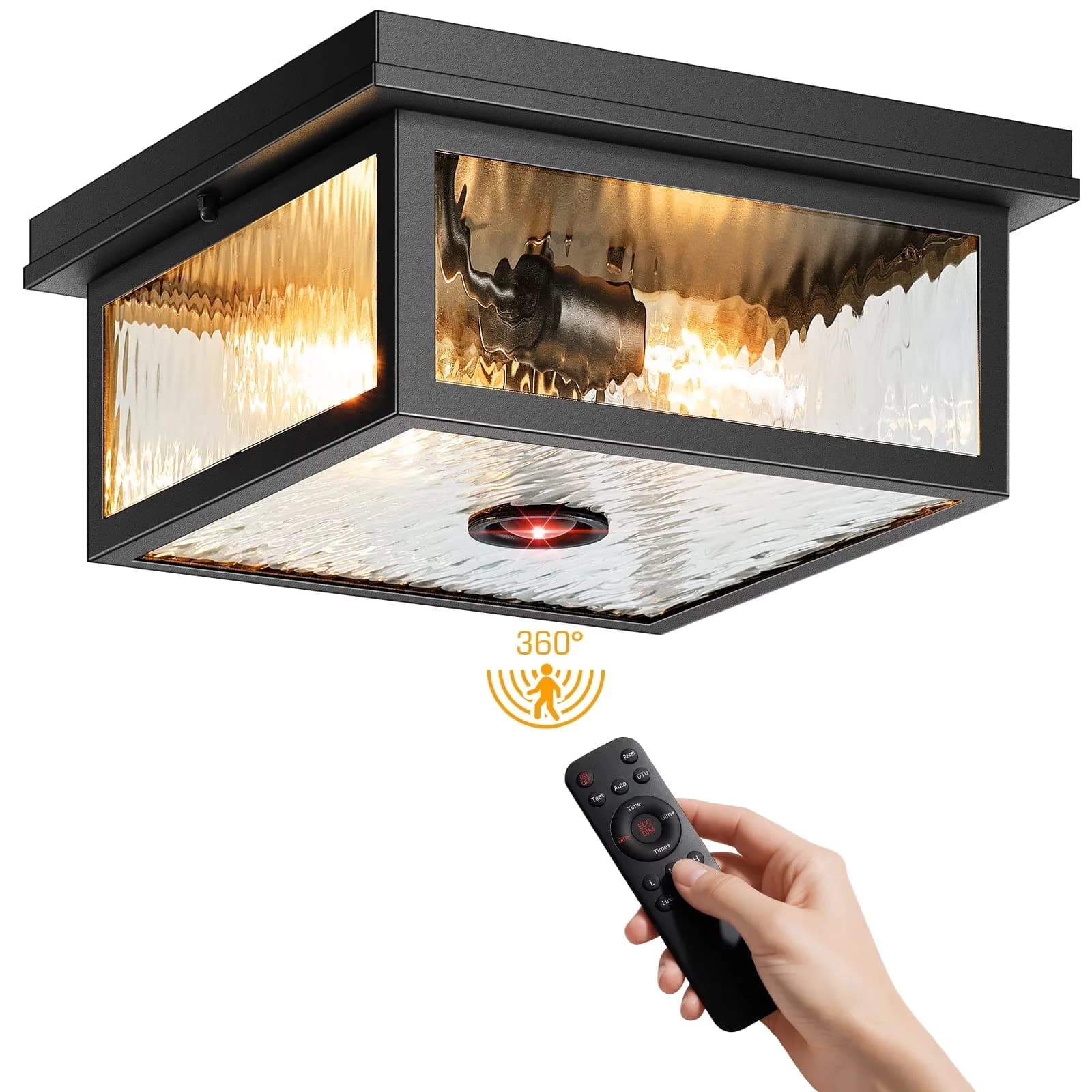 Ceiling Lights Fixture Modern with LED, Smart Technology Capable - Aluminum, Water Ripple Glass Black Model C0F95D