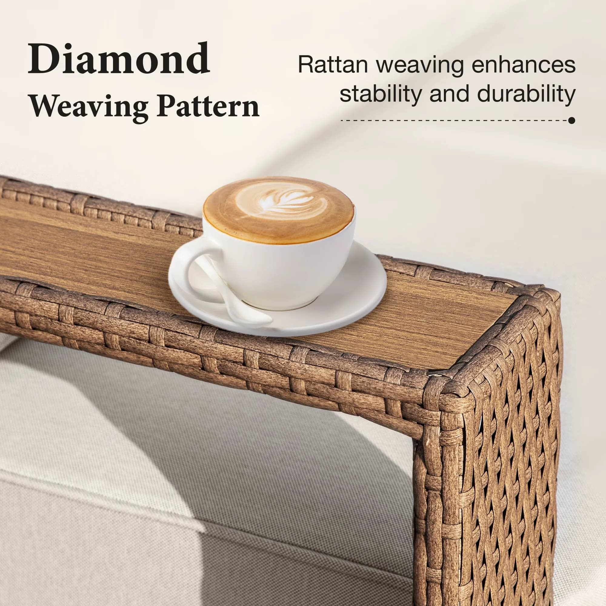 Patio Conversation Set Versatile with Weather-Resistant, Uv Resistant, Removable Cushion Cover - Pe Rattan, High-Density Sponge Brown Model FA2EBA