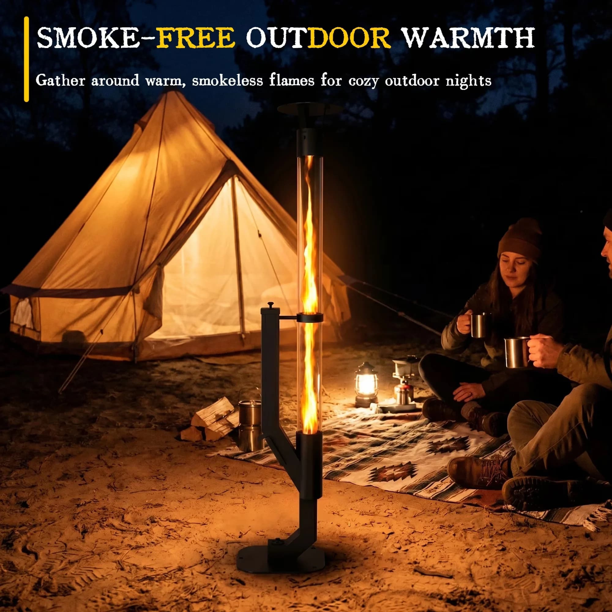 Outdoor Heating Innovative with Weatherproof, 61 Inch Smokeless Pellet Stove - Black Model 6CD63D