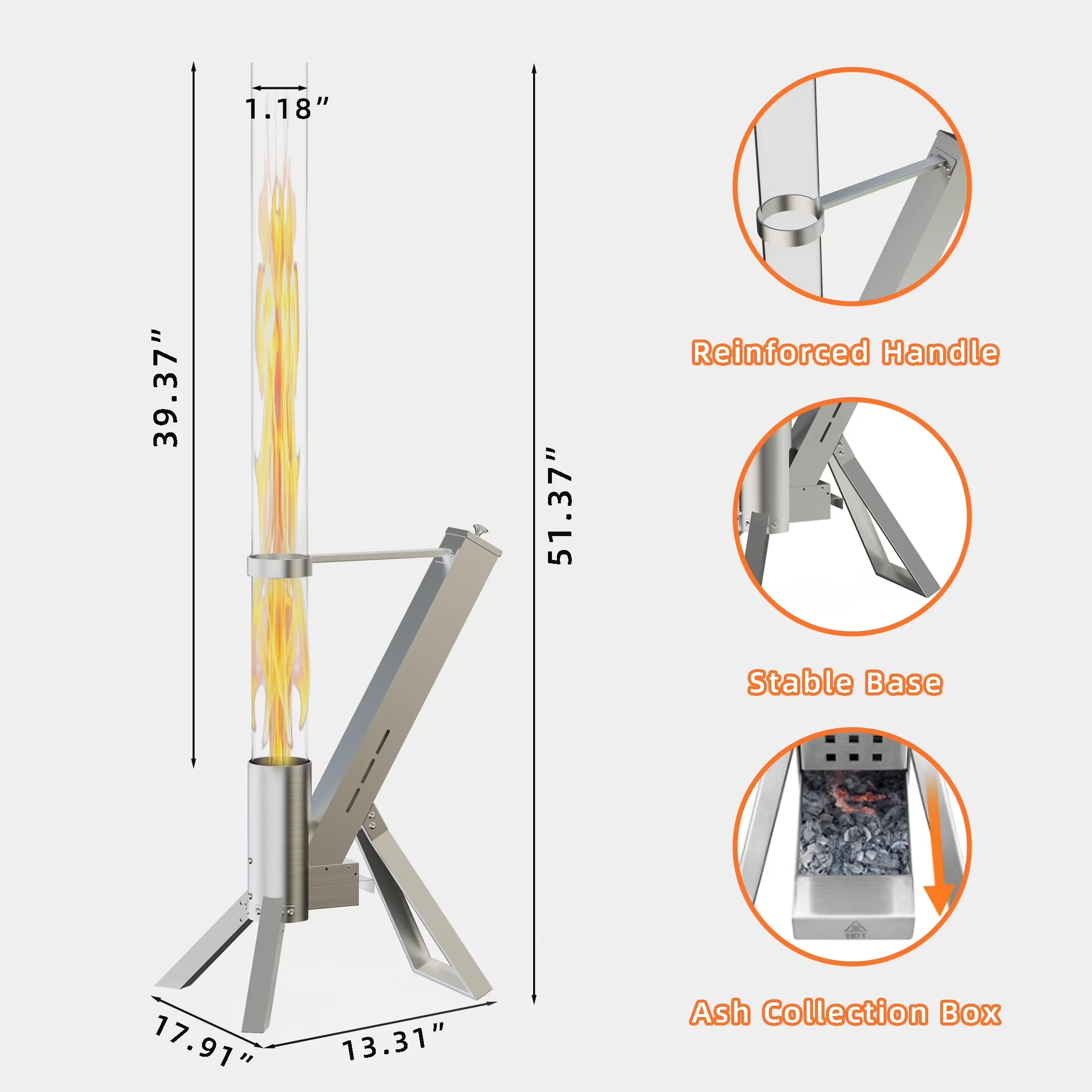 Outdoor Heating Versatile with Weatherproof, Rust Resistant - Stainless Steel Brown for Patio, Camping Model 1D3D09