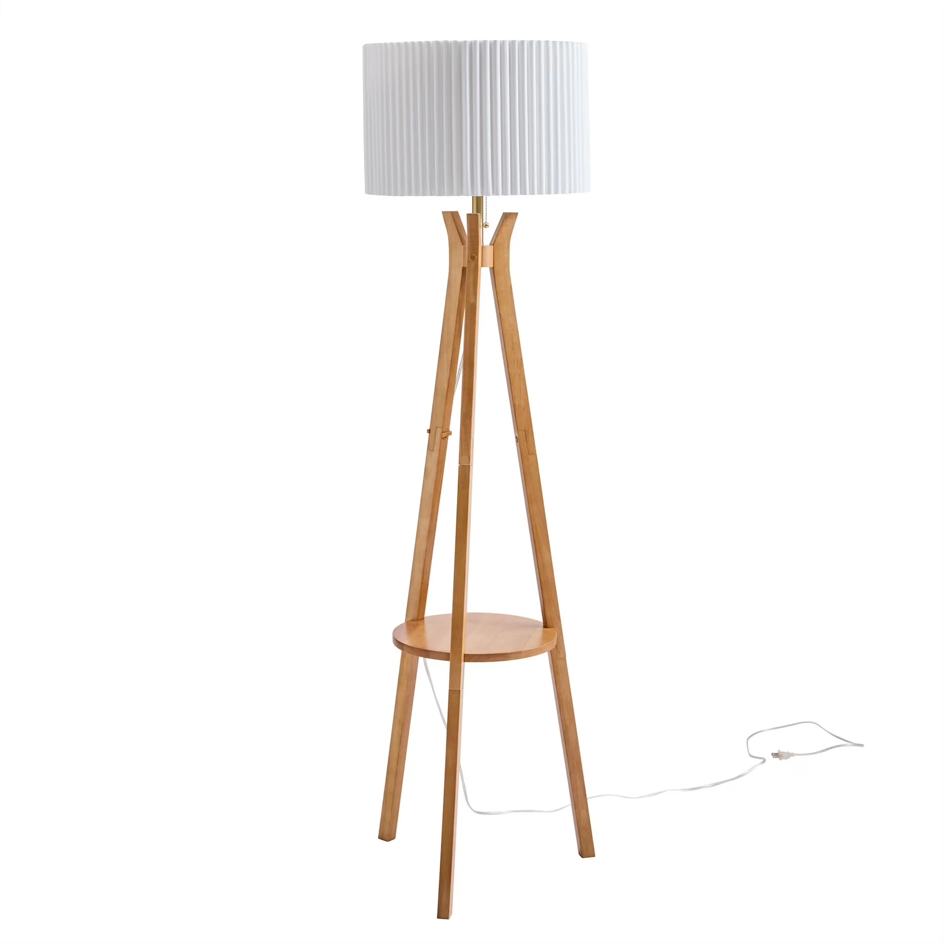 Essential Lamp with LED, Transitional, Tripod Lamps - Rubber Wood; Iron; Copper; Pvc; Acrylic Fabric; Abs White Model A5E0BC