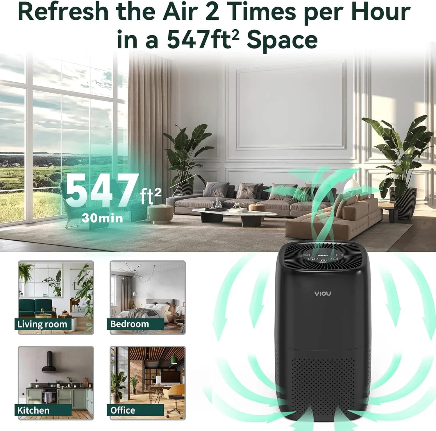 Air Purifier Quality with Smart Technology Capable - Gray for Home, Large Model DBA3B6