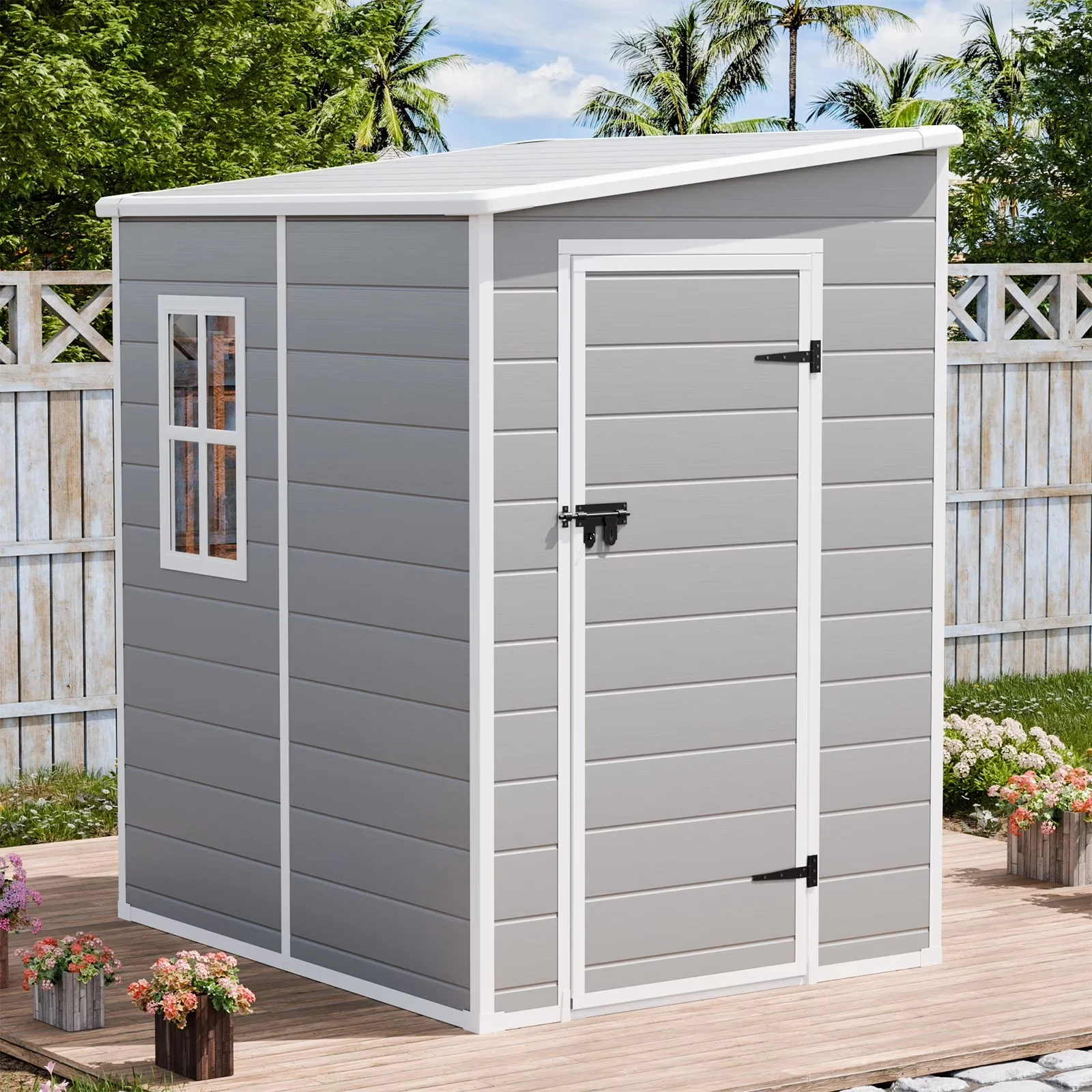 Reliable Shed with Uv Resistant, Lockable Door - Gray Polypropylene Resin Model 5B07A7