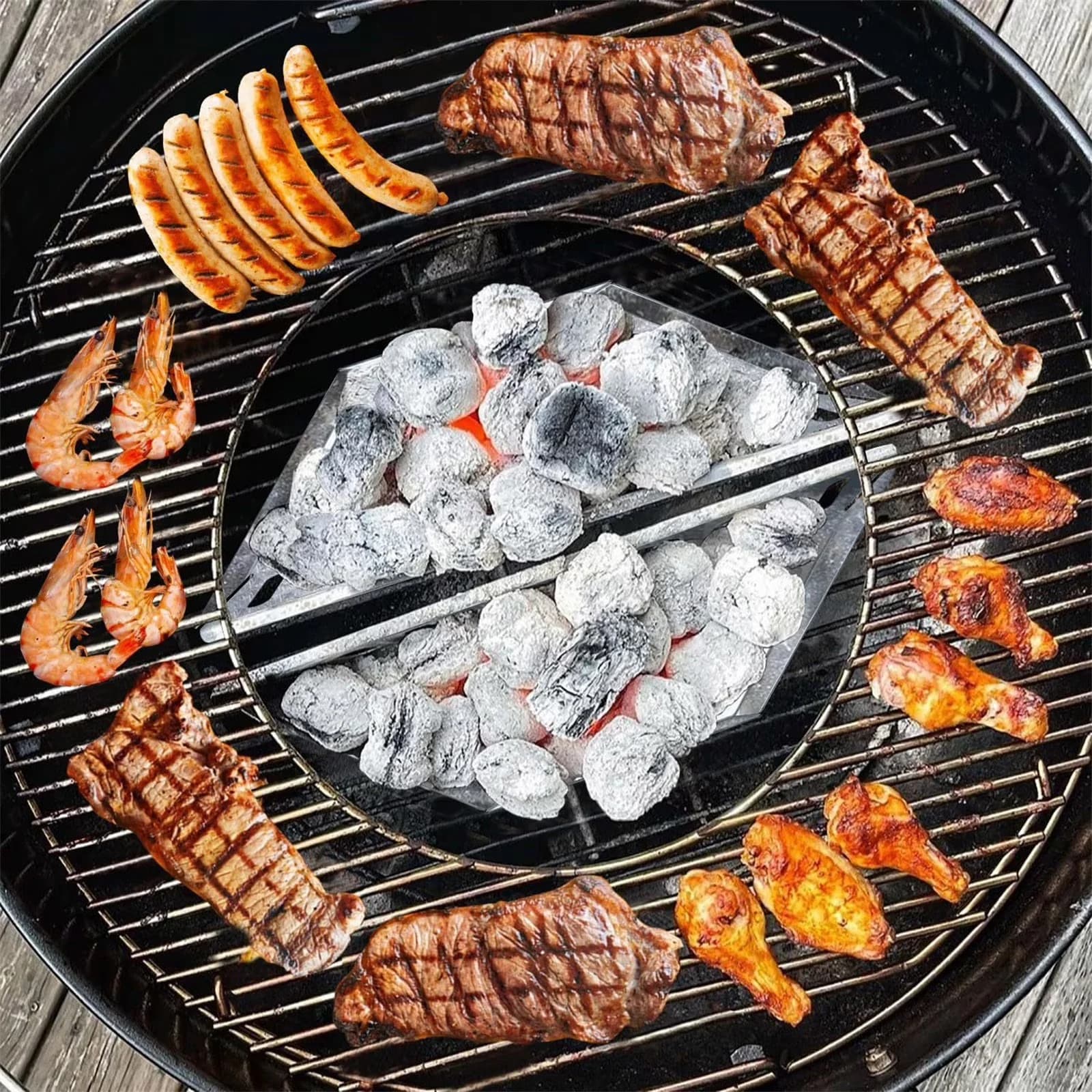 Quality Charcoal Grill with Portable, Tanxxt Basket Set of 2 - Stainless Steel Silver Model 0D513B