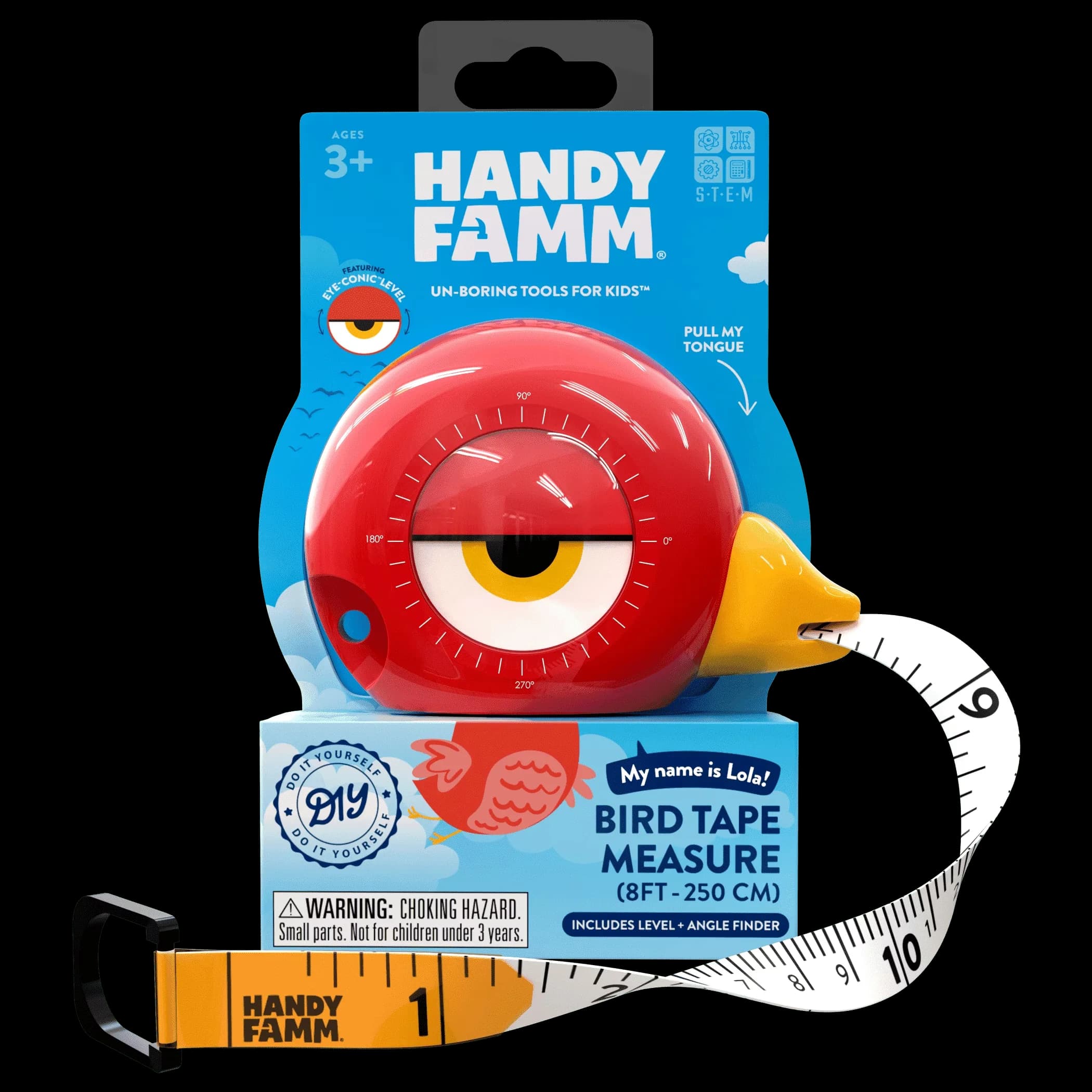 Durable Measuring Layout with Retractable 8ft Bird Tape STEM Toy, Red - Red Kid-Safe Plastic Model 209EE5