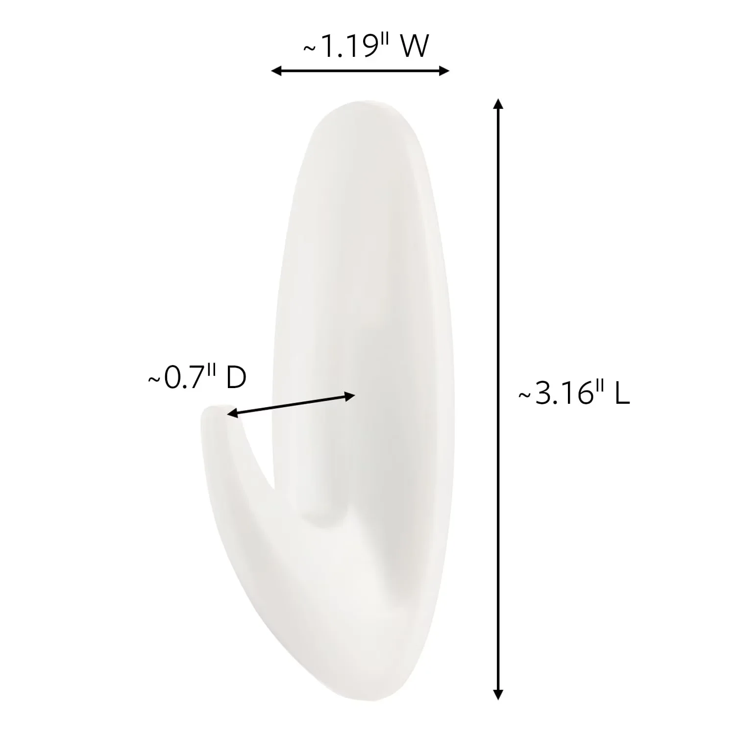 Innovative Damage-Free Hanging with Wall-Mountable, White, Designer Bath Hooks - Plastic M Model 1BA823