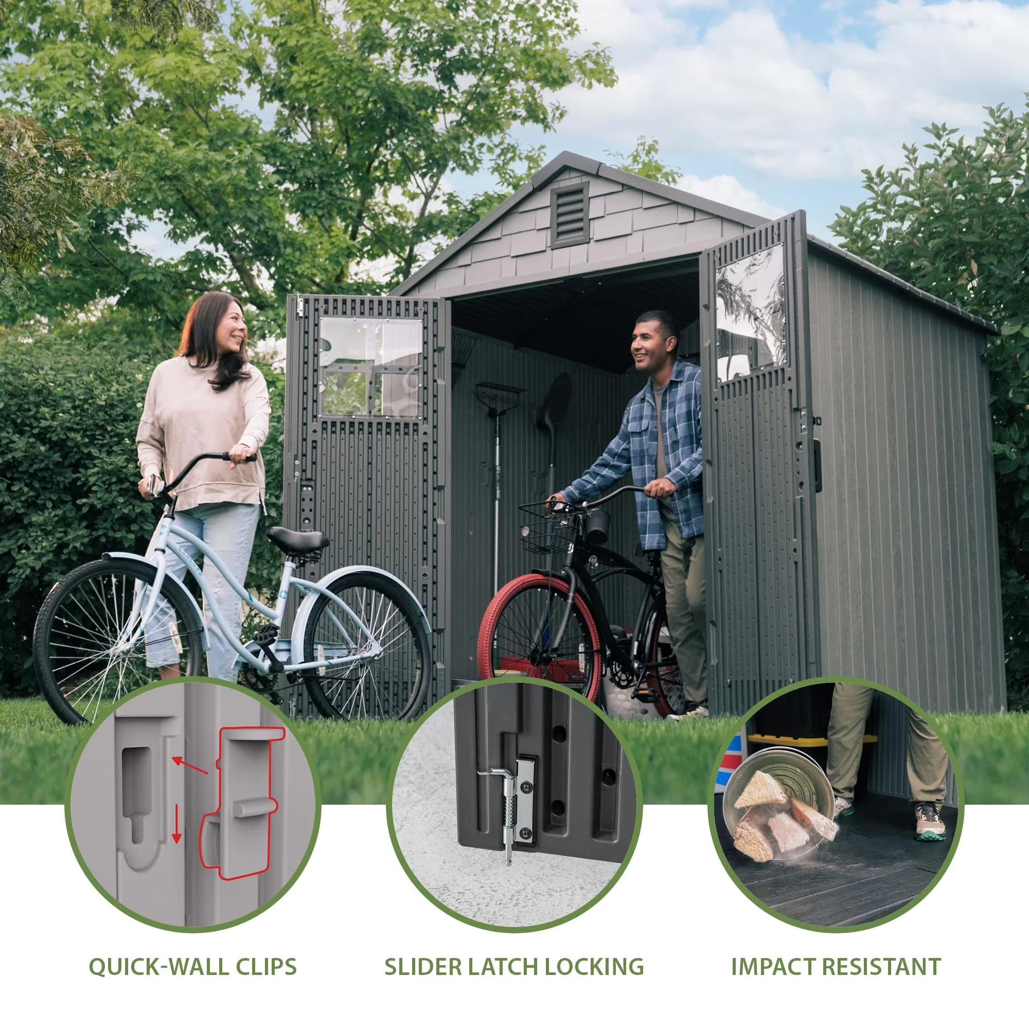Innovative Shed with Impact-Resistant, Uv Resistant, Lockable Door - High-Density Polyethylene (Hdpe) Gray Model AB62BC