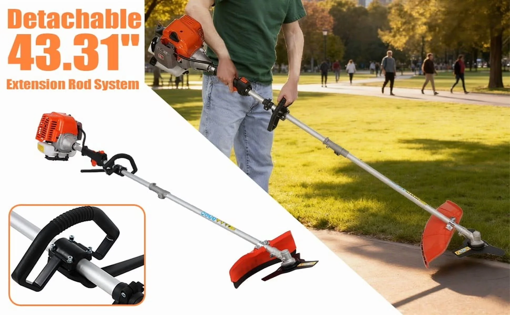 Versatile String Trimmer with Edger Conversion Capable, Bevel Adjustment - 5 In 1 (Orange) Model BBBDFE