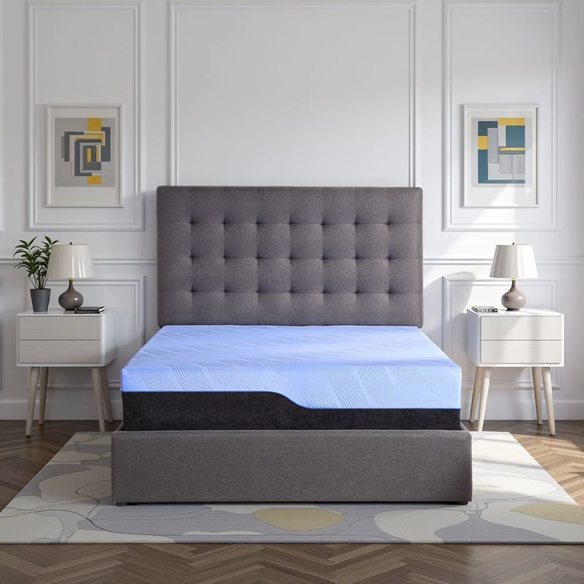 Professional Mattresses Accessory with Cooling Technology, Low Motion Transfer, Mattress-In-A-Box - Memory Foam, Coils Blue Model 1398DF