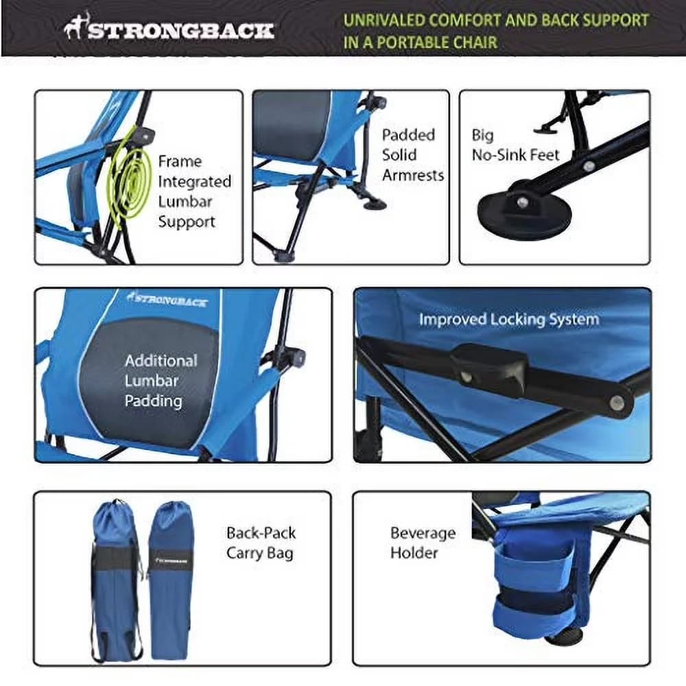 Beach Chair Sleek with Folding, Folding Blue, Low Gravity - Blue - Sleek Profile Model F3722F