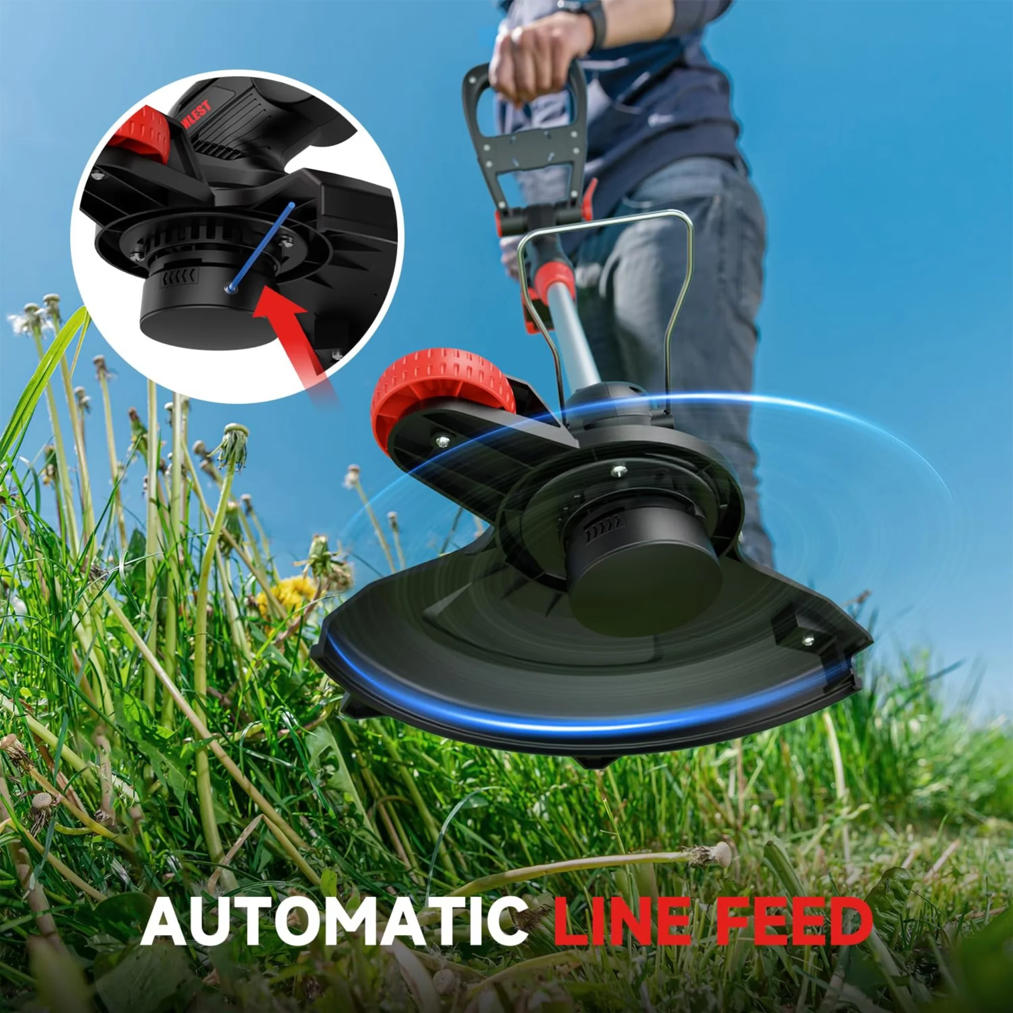 String Trimmer Innovative with Battery, 20V, 2 in 1 Electric Grass - Black Model E6D471