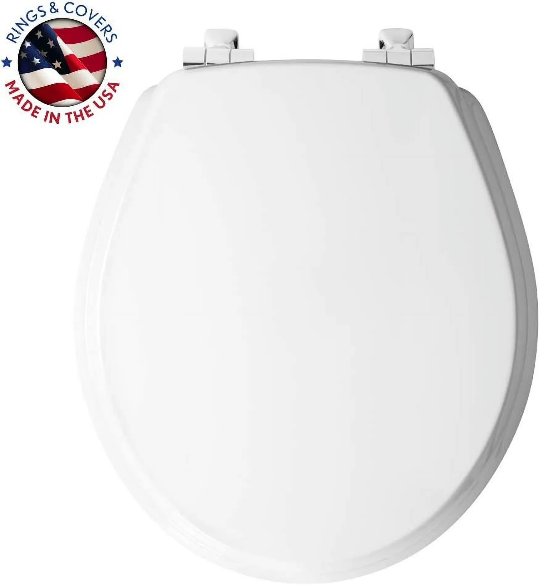 Toilet Seats And Lid Versatile with Seat Secure, Fits most manufacturers’ round toilets - Enameled Wood White Model D4CBBE