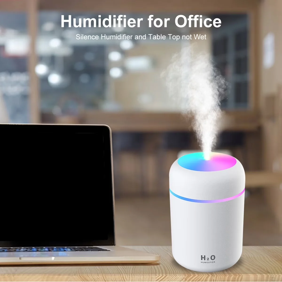Humidifier Versatile with Automatic Shut-Off, Colorful Cool Mini, USB Personal Desktop - White for Car, Office Model 70FDFD