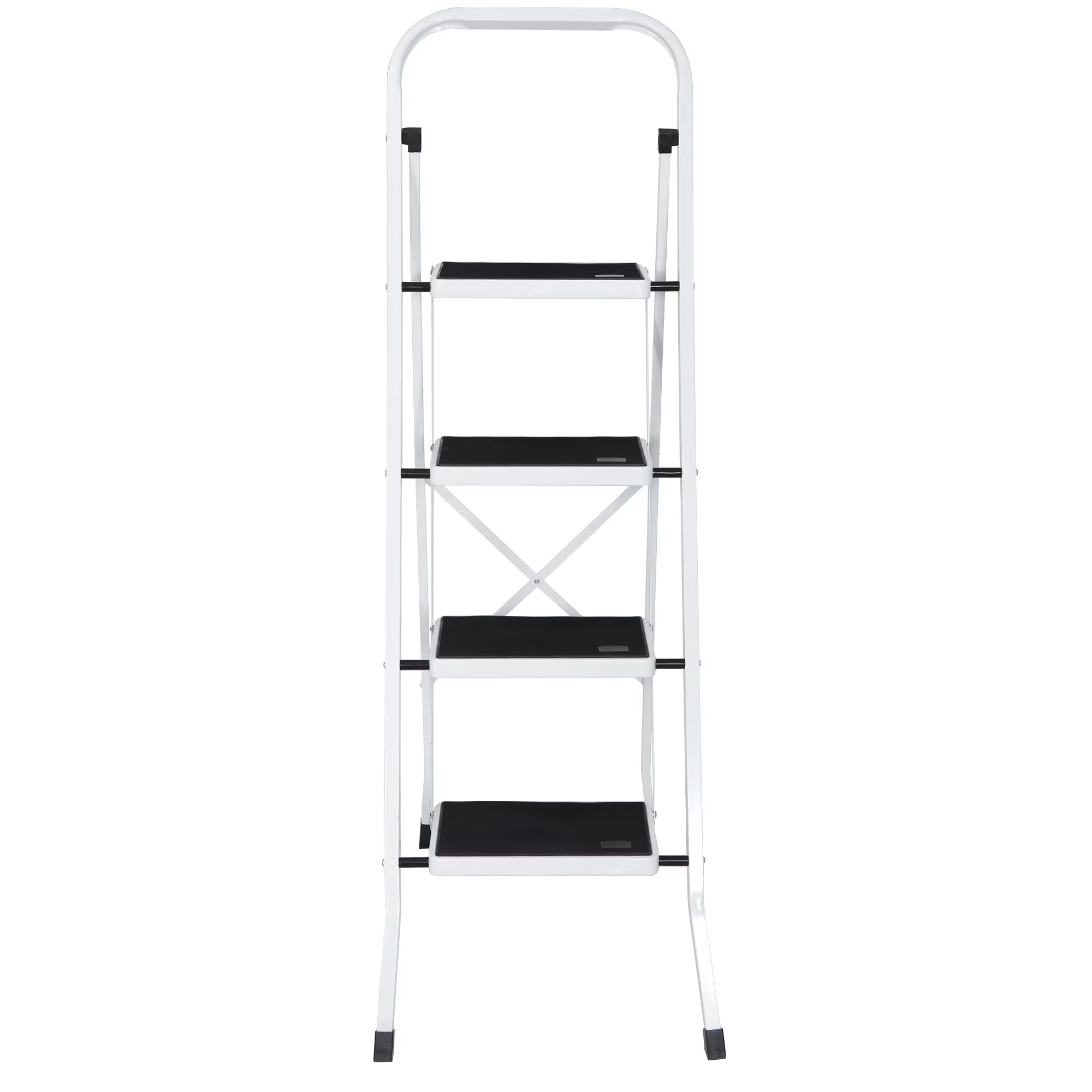 Durable Ladders And Step Stool with Layer Distance: 8.5'' / 21.5 cm, Material: Steel + Sprayed + PP, Color: White & Black - White... Model B07943