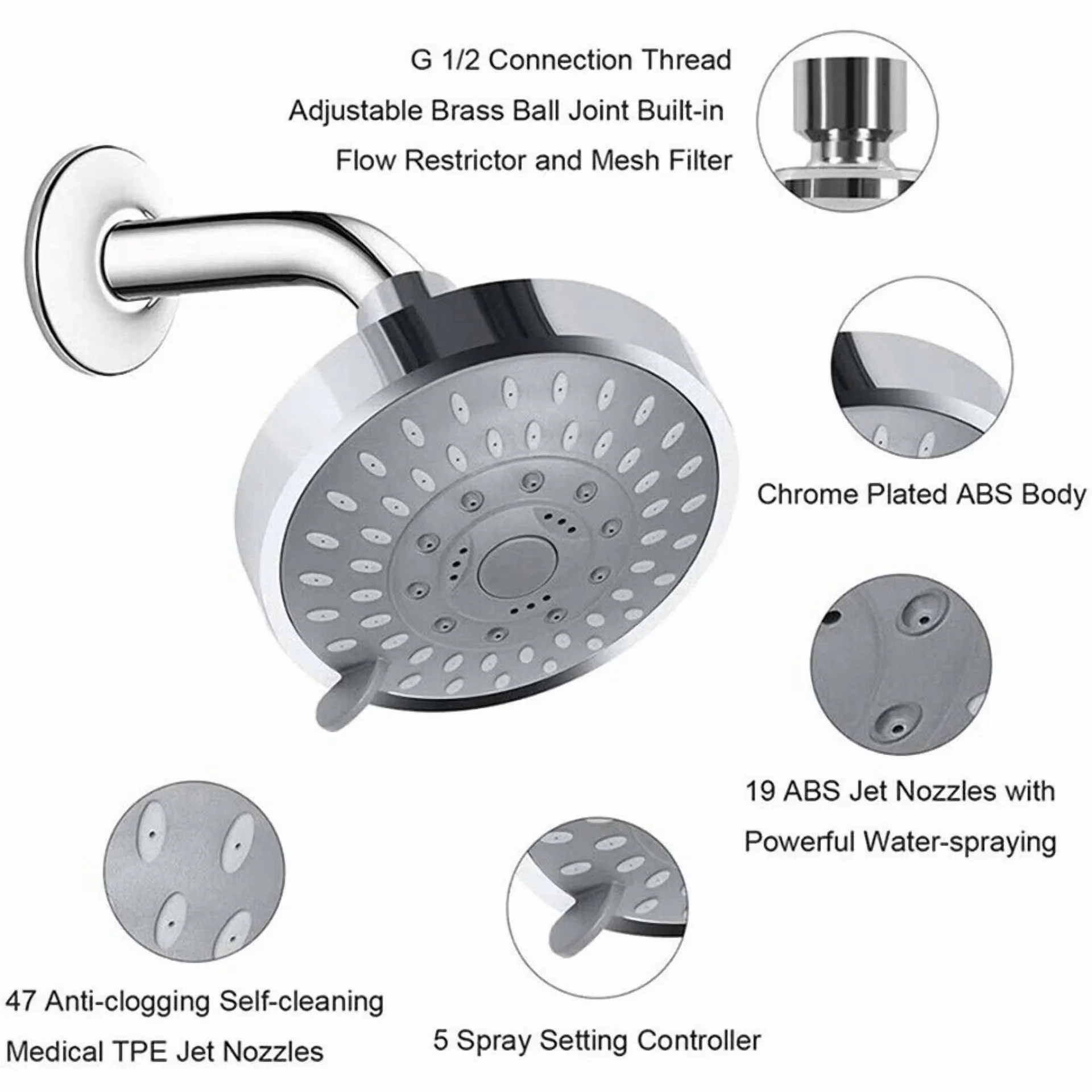 Efficient Shower Head with Handheld, Useful for both indoor and outdoor use. - Model E3FBF4