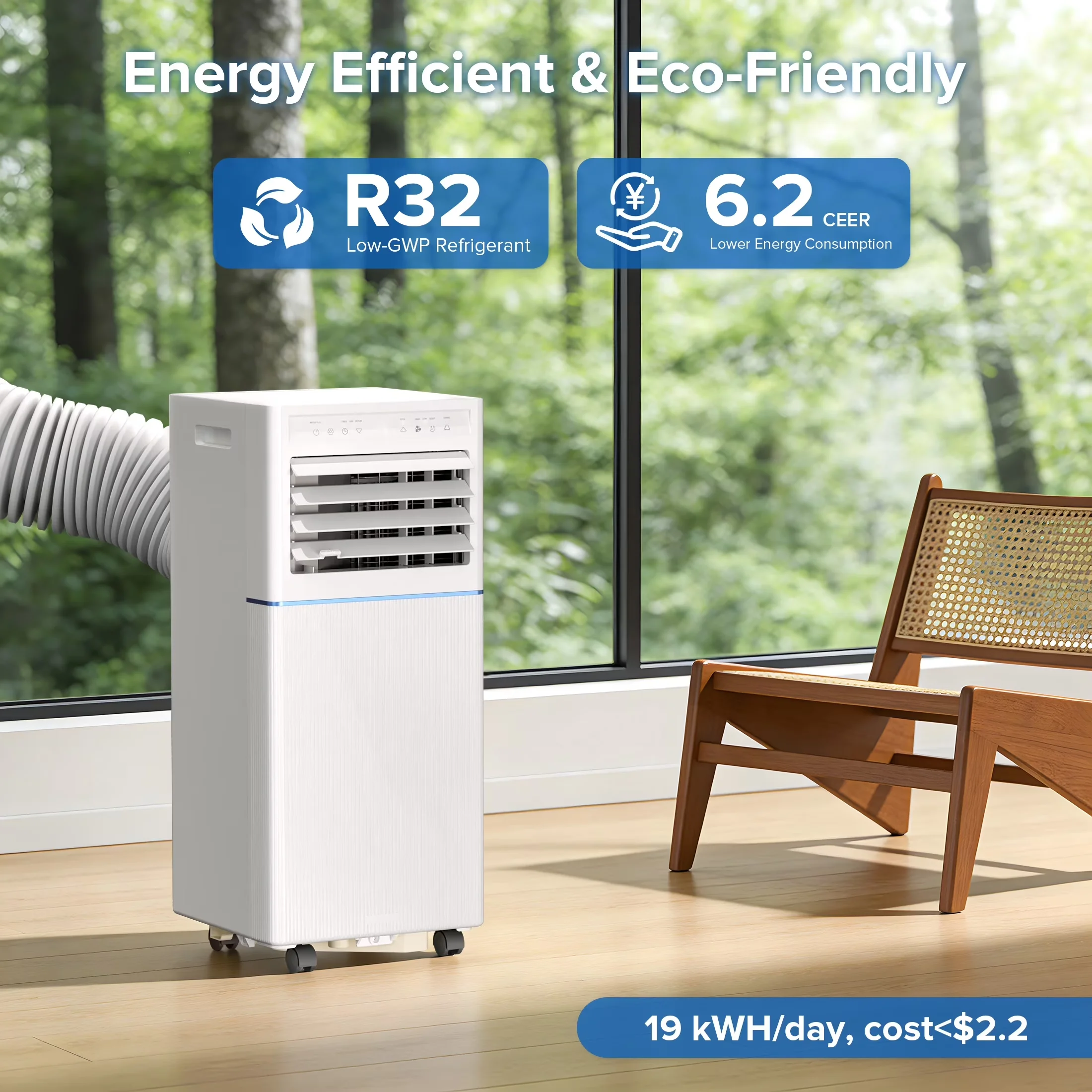 Air Conditioner Innovative with 8000 BTU, Automatic Defrost Control, Portable - Model 3EEC3D