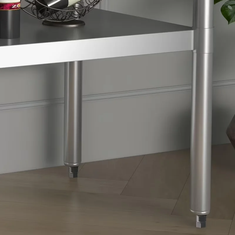 Reliable Toolstorage with Adjustable Height, Adjustable, Stainless Steel Work Table NSF Certified - Silver Metal Model BEC456