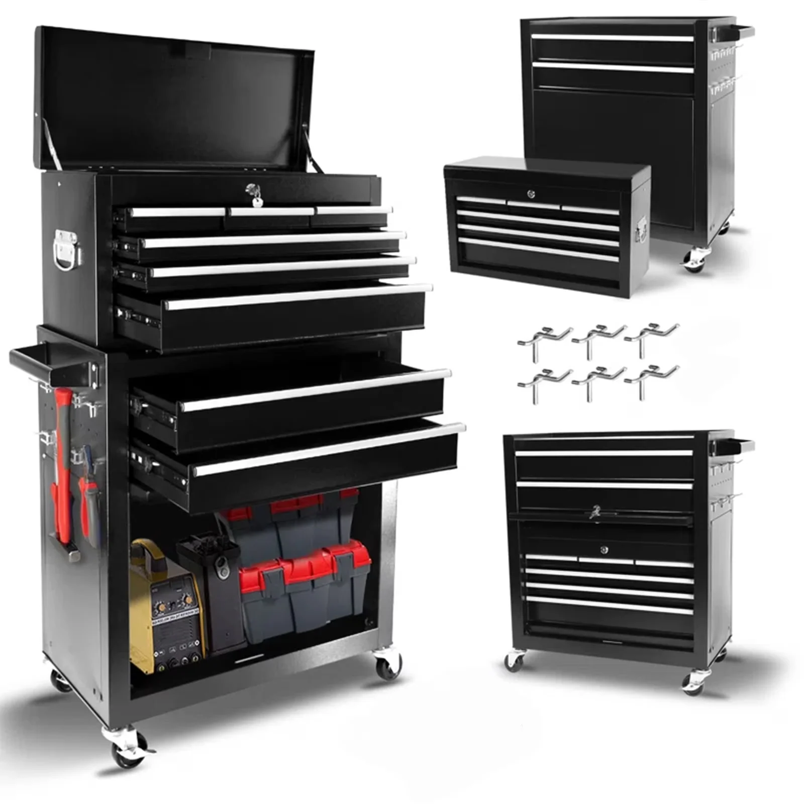 Essential Toolstorage with Rolling, Heavy-Duty, Portable - Black Alloy Steel Model F7192D