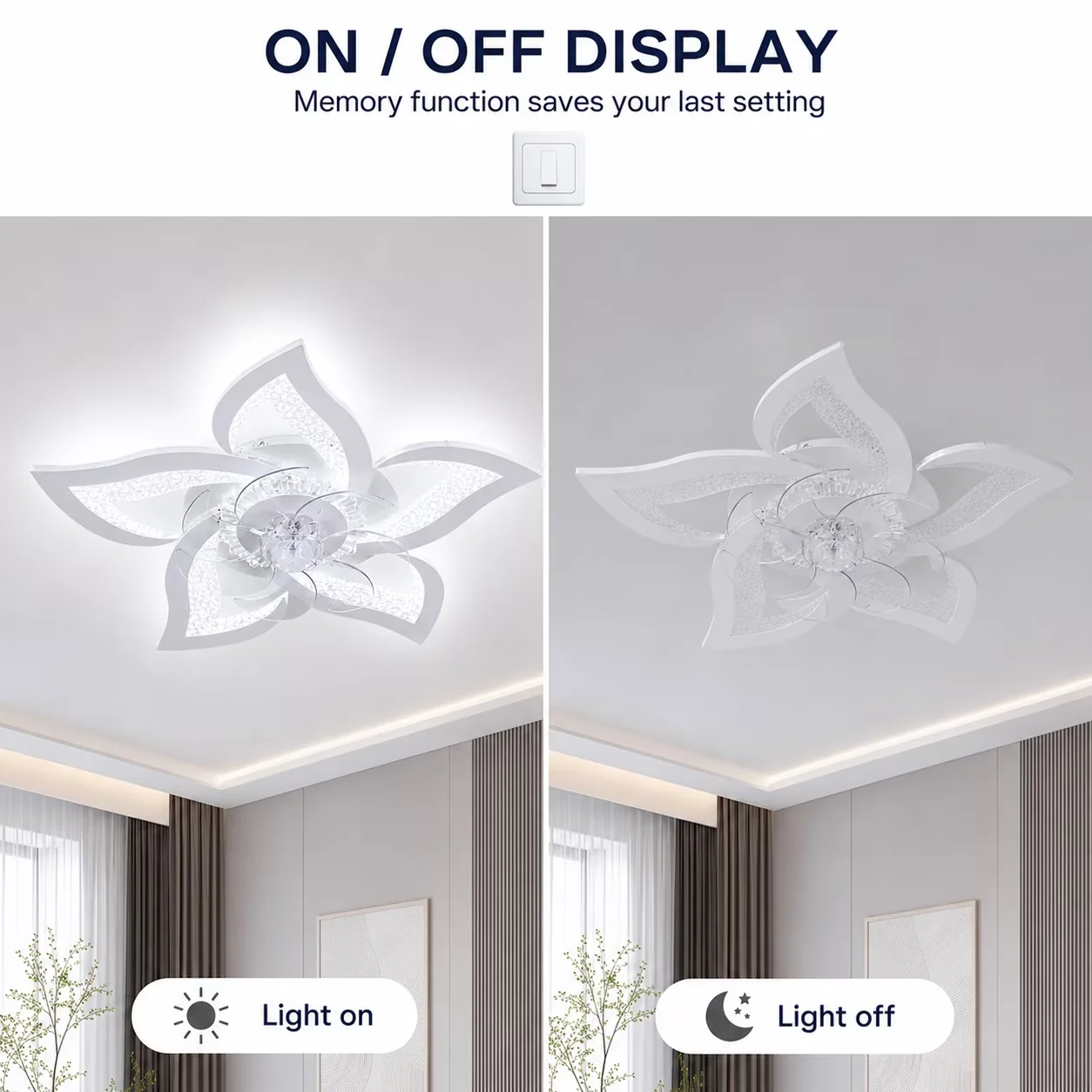 Ceiling Fan Premium with LED, Energy Efficient - White for Living Room, Bedroom Model AC6DB6