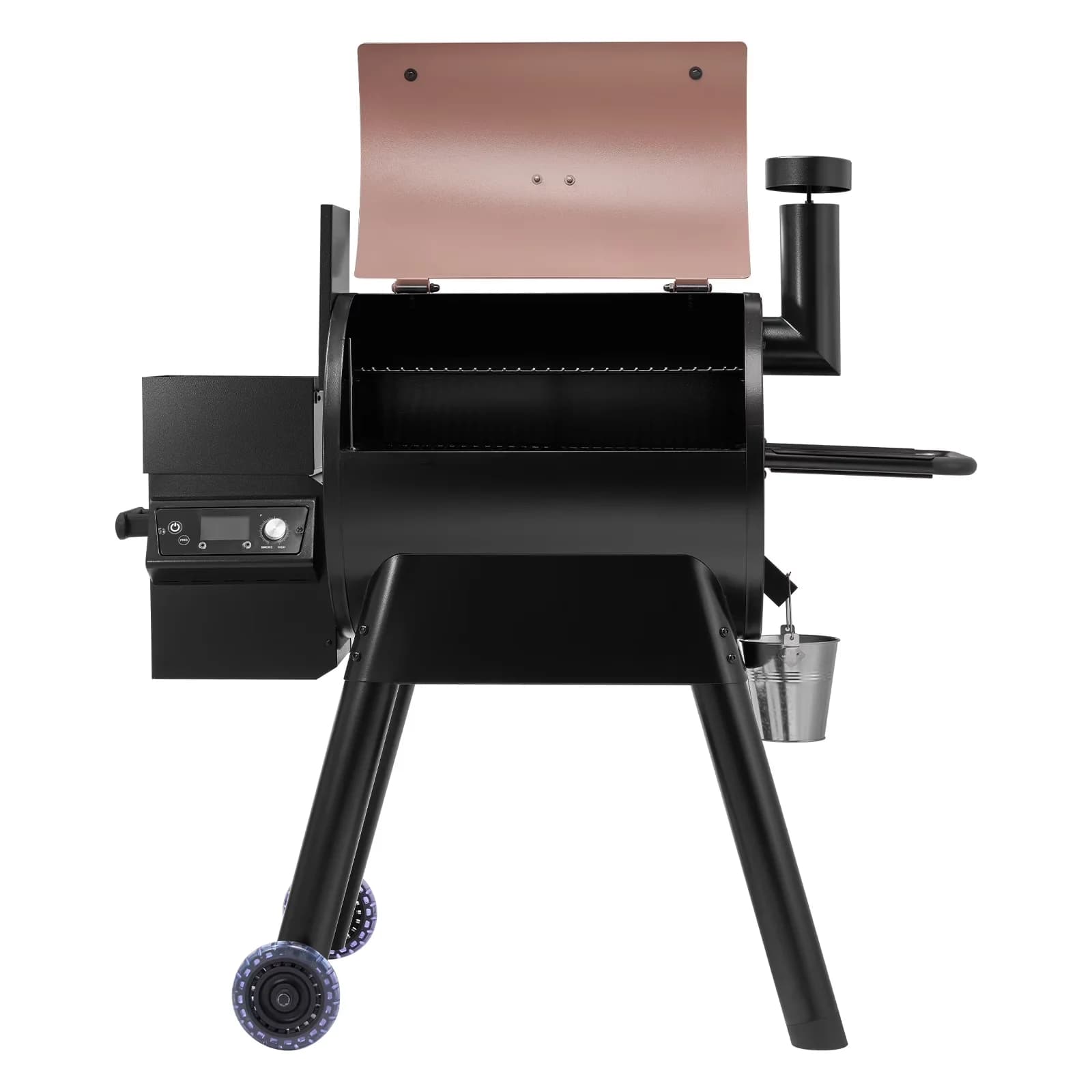 Smoker Stylish with Wood Pellet Grill, Multifunctional BBQ Grills - Steel Silver Model 87A91B