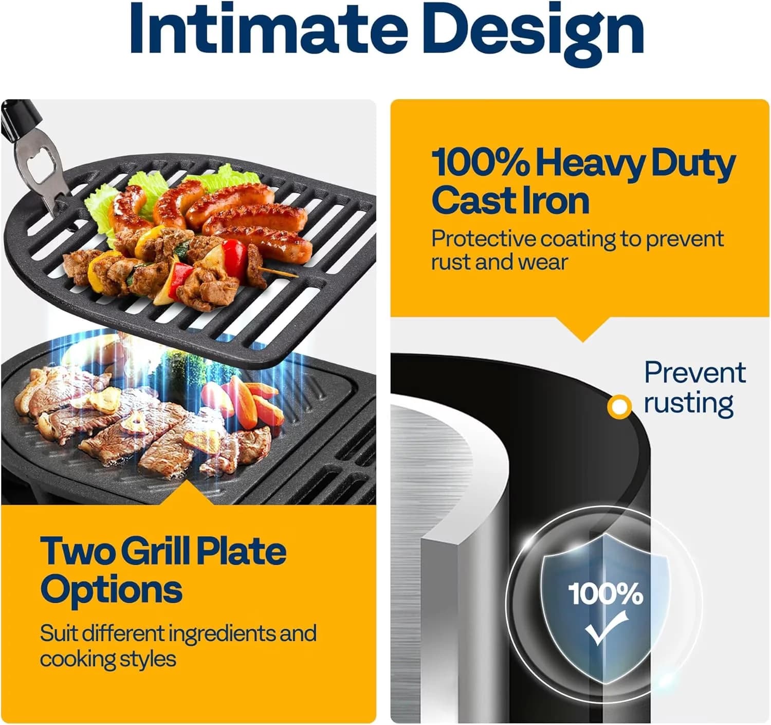 Innovative Flat Top Grill with Dual-Function Grill Tool, 2 Furnace Doors, Interchangeable Grates & Griddle - Iron Black Model AA0FCB