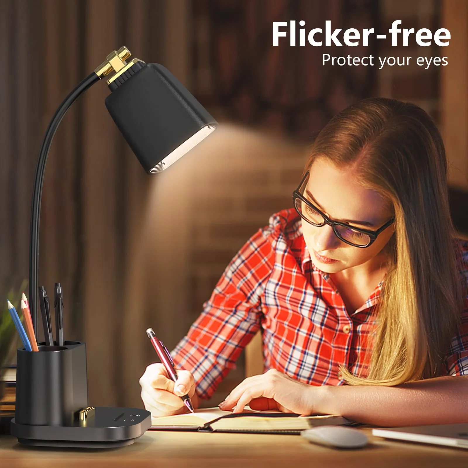 Reliable Desk Lamp with LED, Battery, Dimmable - Abs Black Charging for Daily Use Model 9B77F4