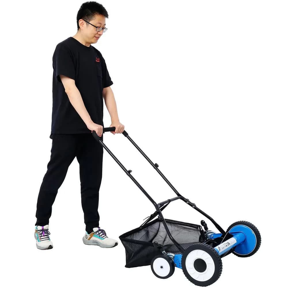 Modern Push Mower with Adjustable, 4 BLUE COLOR, 20-Inch 5-Blade Reel Lawn - Blue Model FF4DC4