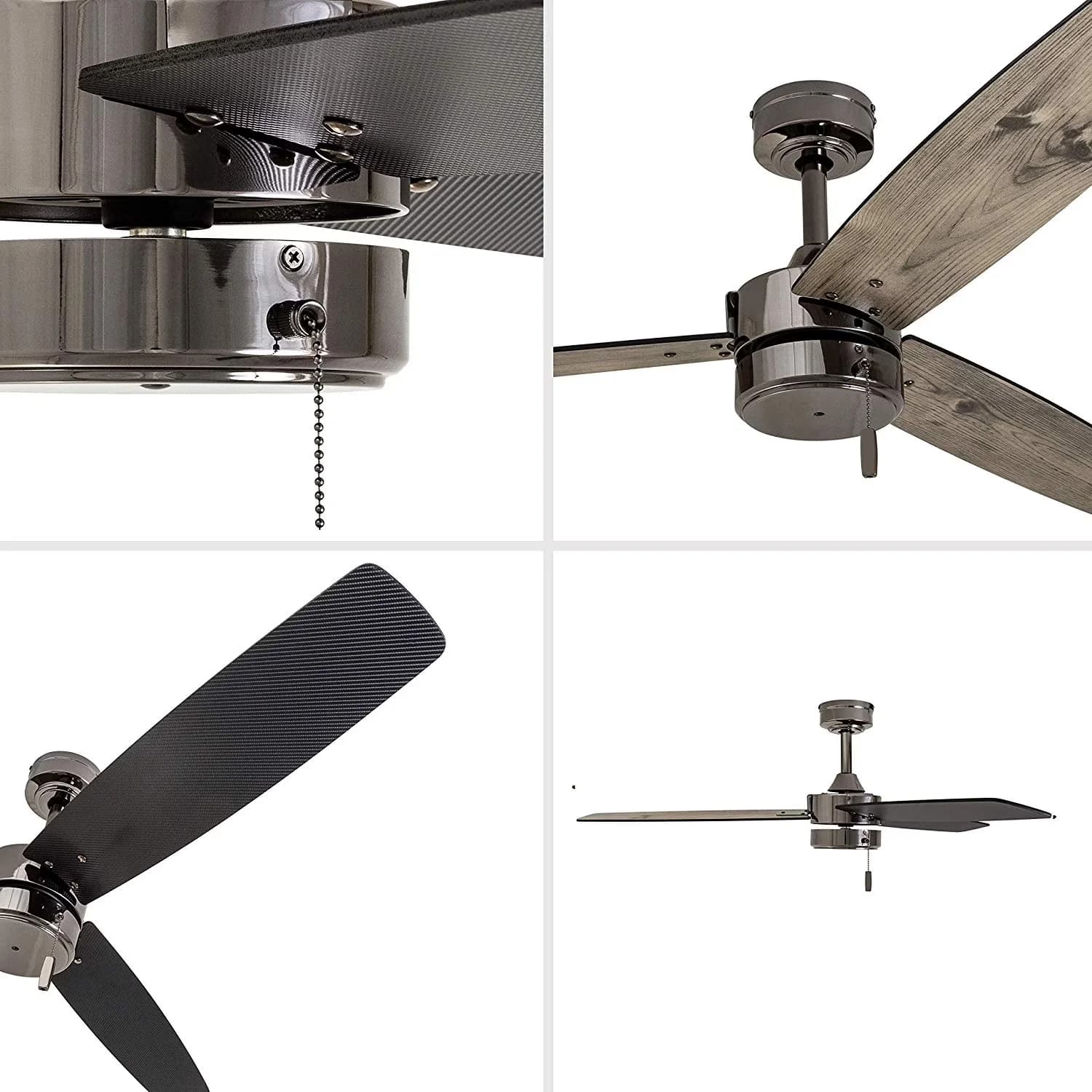 Ceiling Fan Sleek with Reverse Airflow, Modern, Contemporary - Silver 52 Model 5FF41C