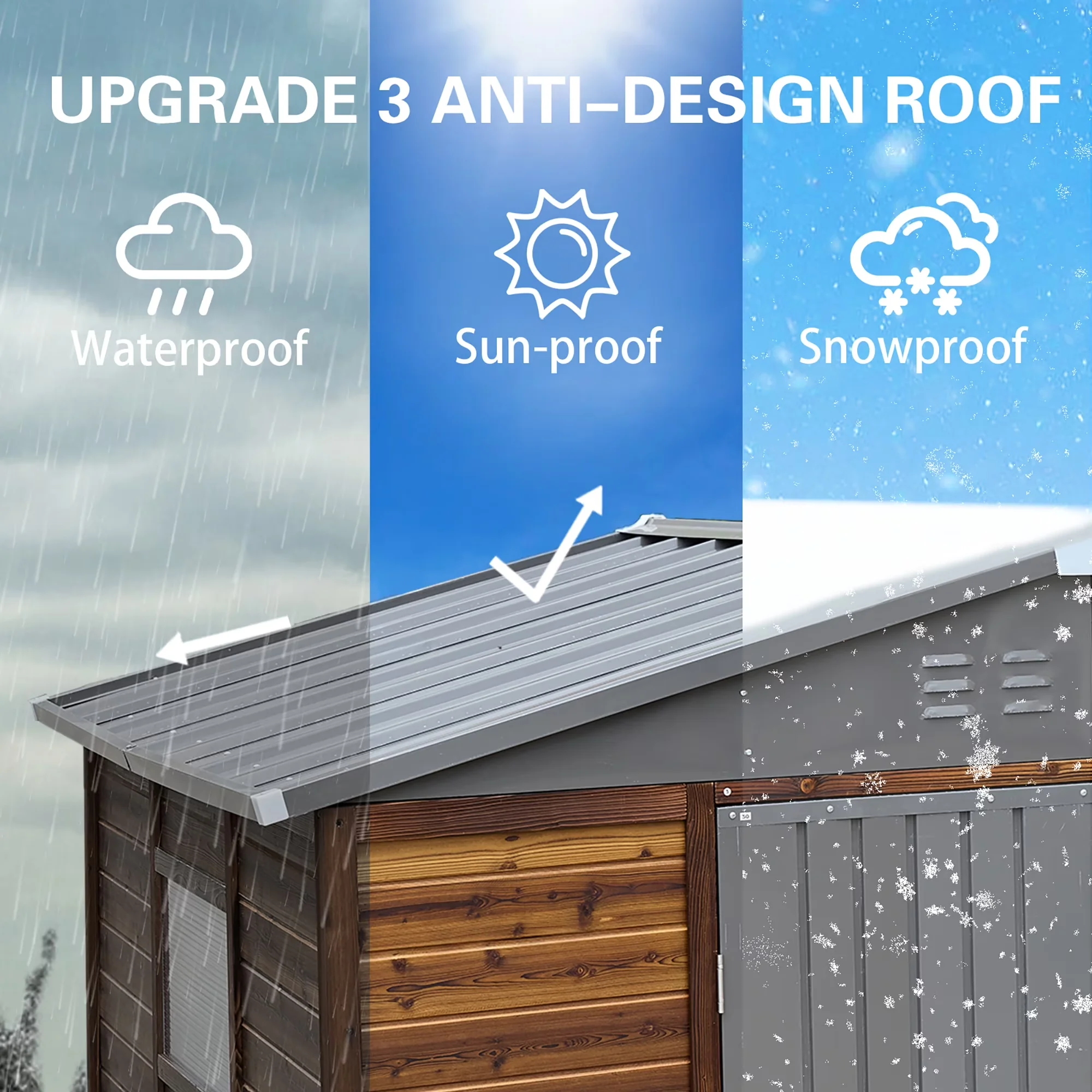 Shed Innovative with Rust Resistant - Wood Brown 6x8 - Sleek Profile Model 3EC9FB