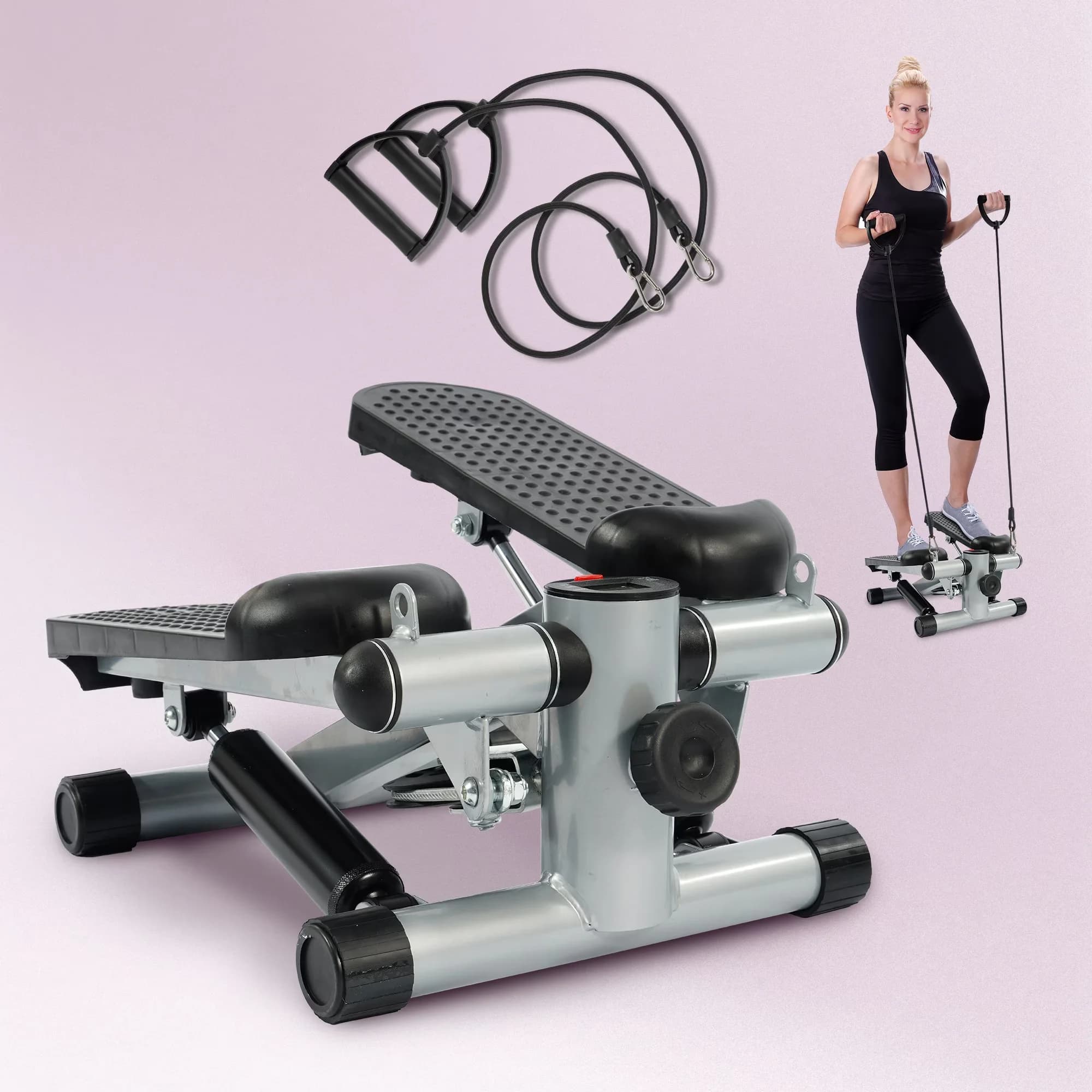 Modern Home Gym with Battery, Portable, Mini Stepper - Metal Style B/Charcoal Grey Model 275DCF