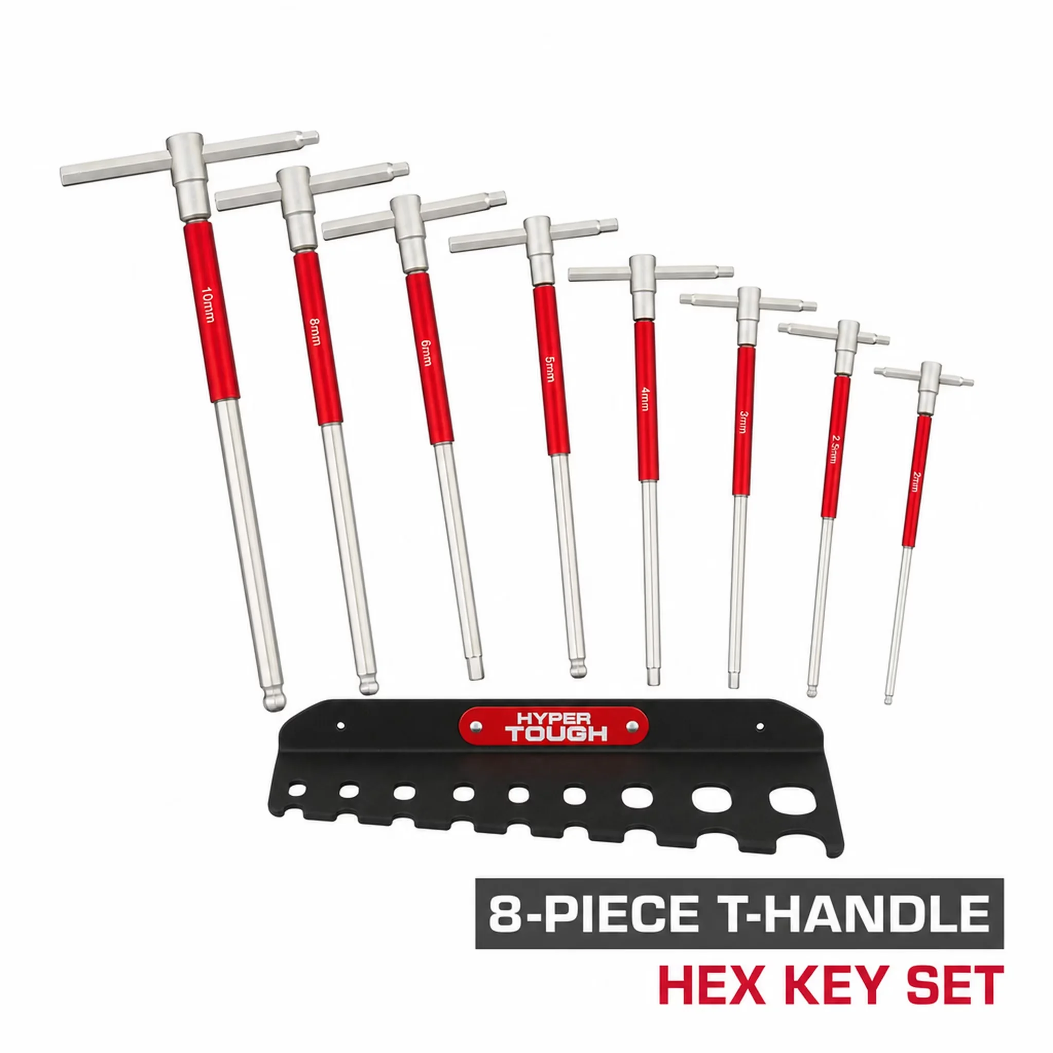 Modern Hand Tool with 8 Pieces, Heavy-Duty T-Handle Hex Key Set - Red for Home and Office Model 010F15