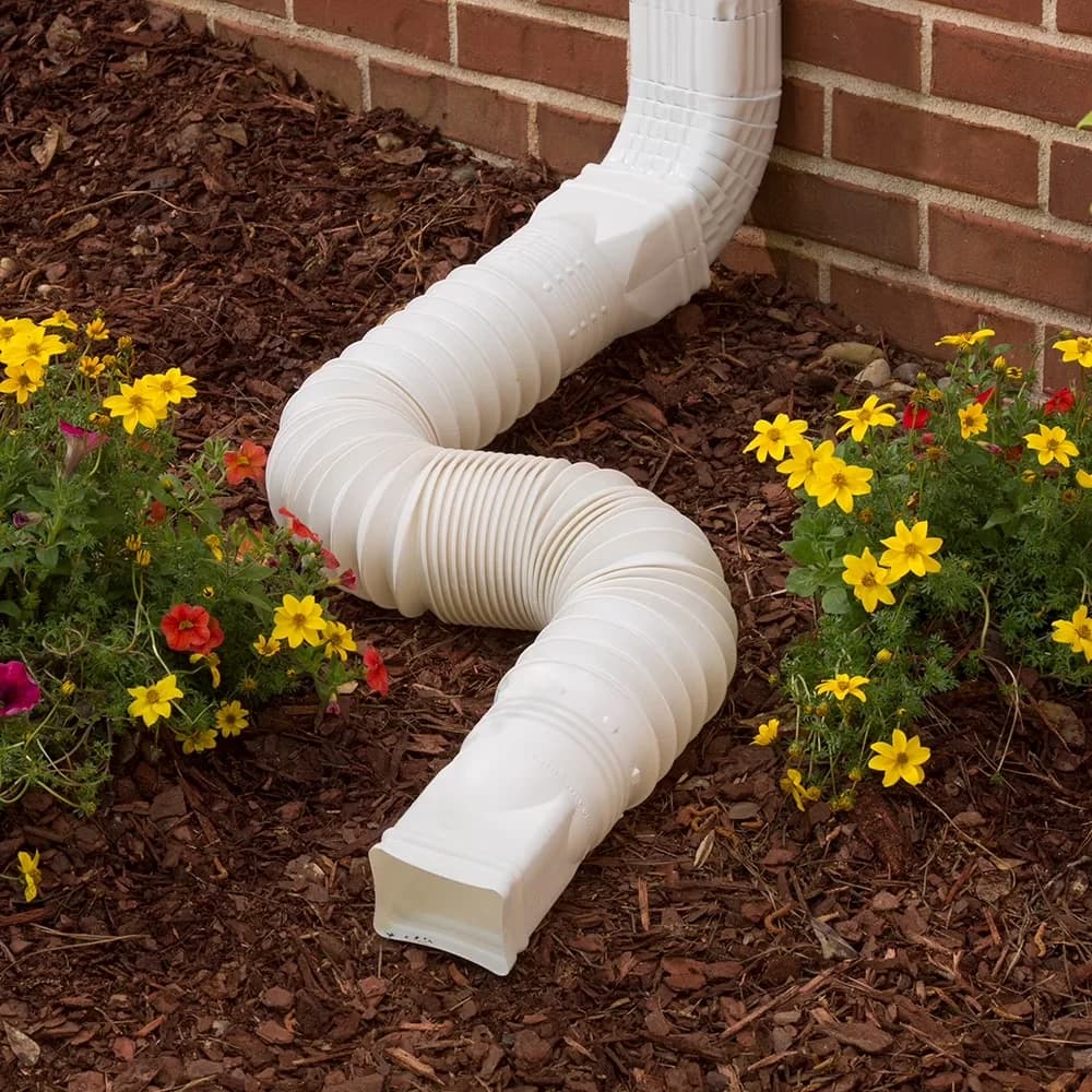 Efficient Building Material with Durable, White Roof Gutter Accessories, Flex-a-Spout Downspout Extension - White Vinyl Model 2A1E65