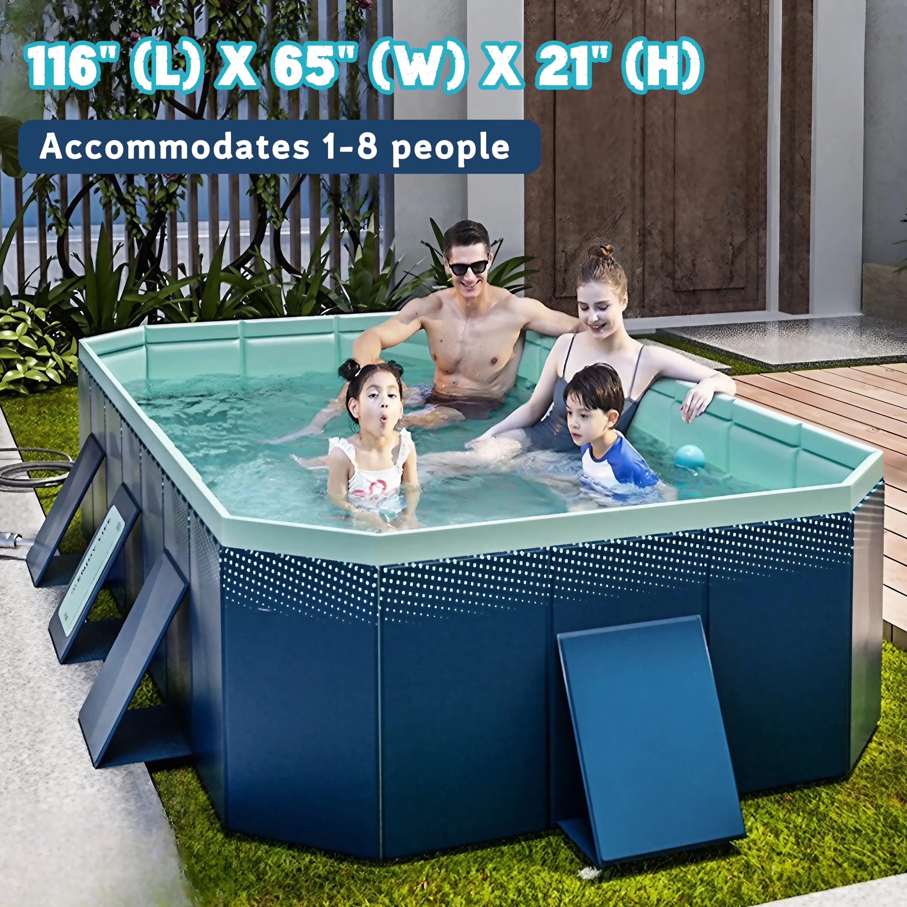 Quality Inflatable Pool with Fade Resistant - Blue for Garden Outdoor - Traditional Style Model F97085