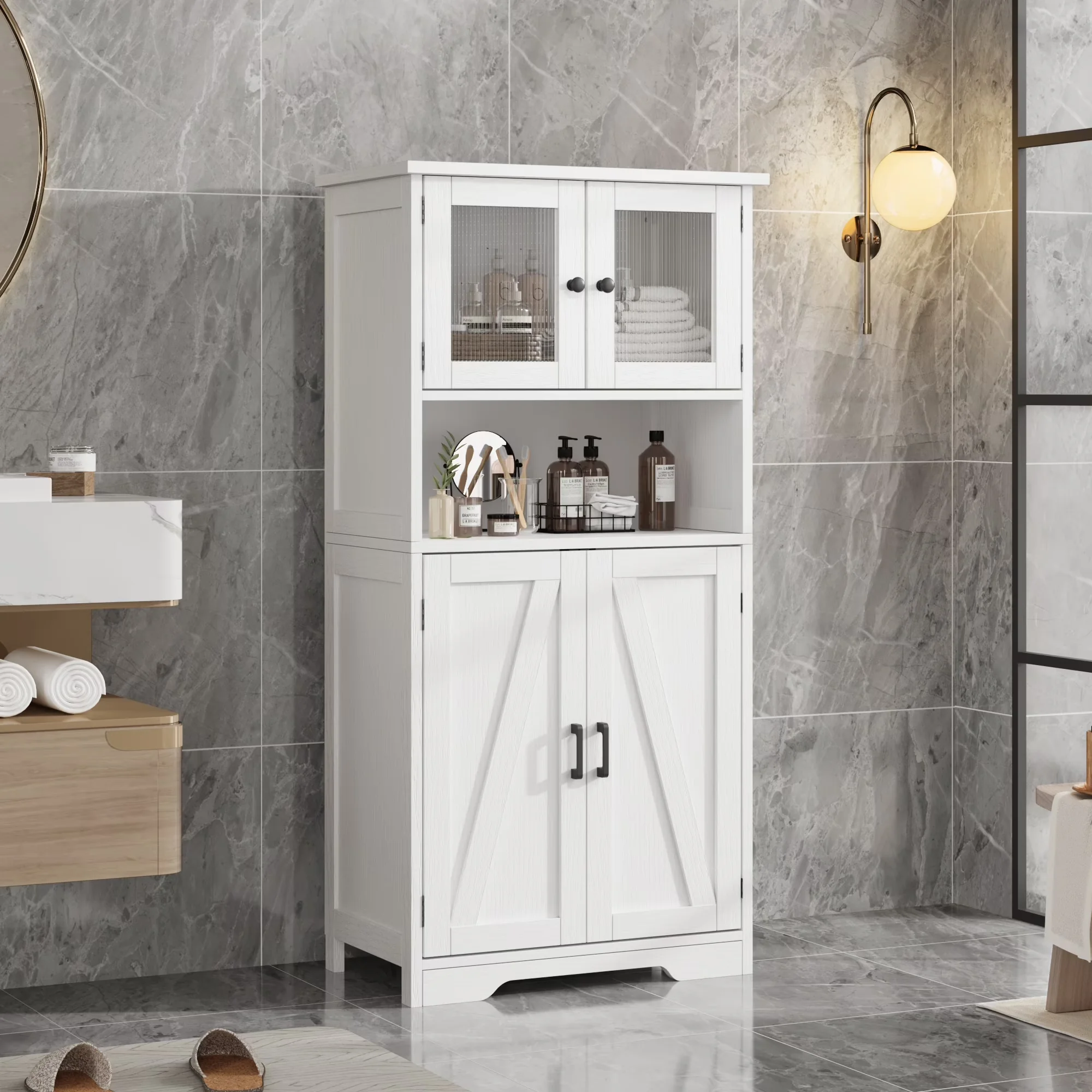Kitchen Renovation Premium with Rustic/Lodge, Adjustable Shelves, Modern - White Custom for Living Room, Kitchen Model 663A8B