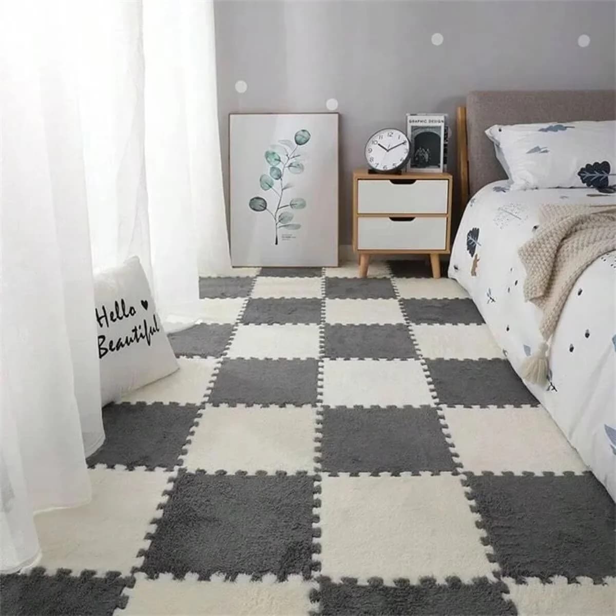 Classic Grey Vinyl Flooring Vinyl Plank Flooring with Lightweight, Non-Slip - Gray Eva Model F64C32