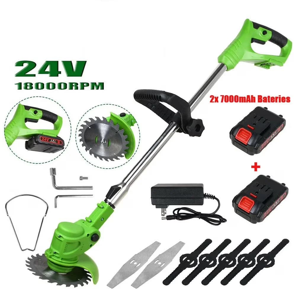 Professional String Trimmer with Battery, 24V, Extendable - Green for Garden Model 39348D