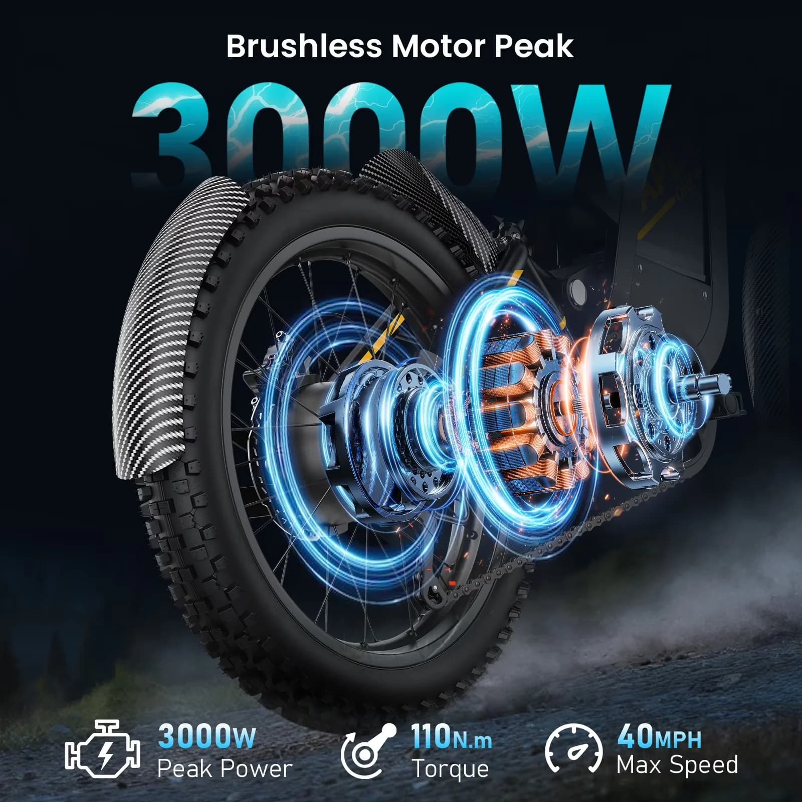 Electric Bike Stylish with Battery, 3000W, APEX1 - Rustic Charm Model C7E4D3