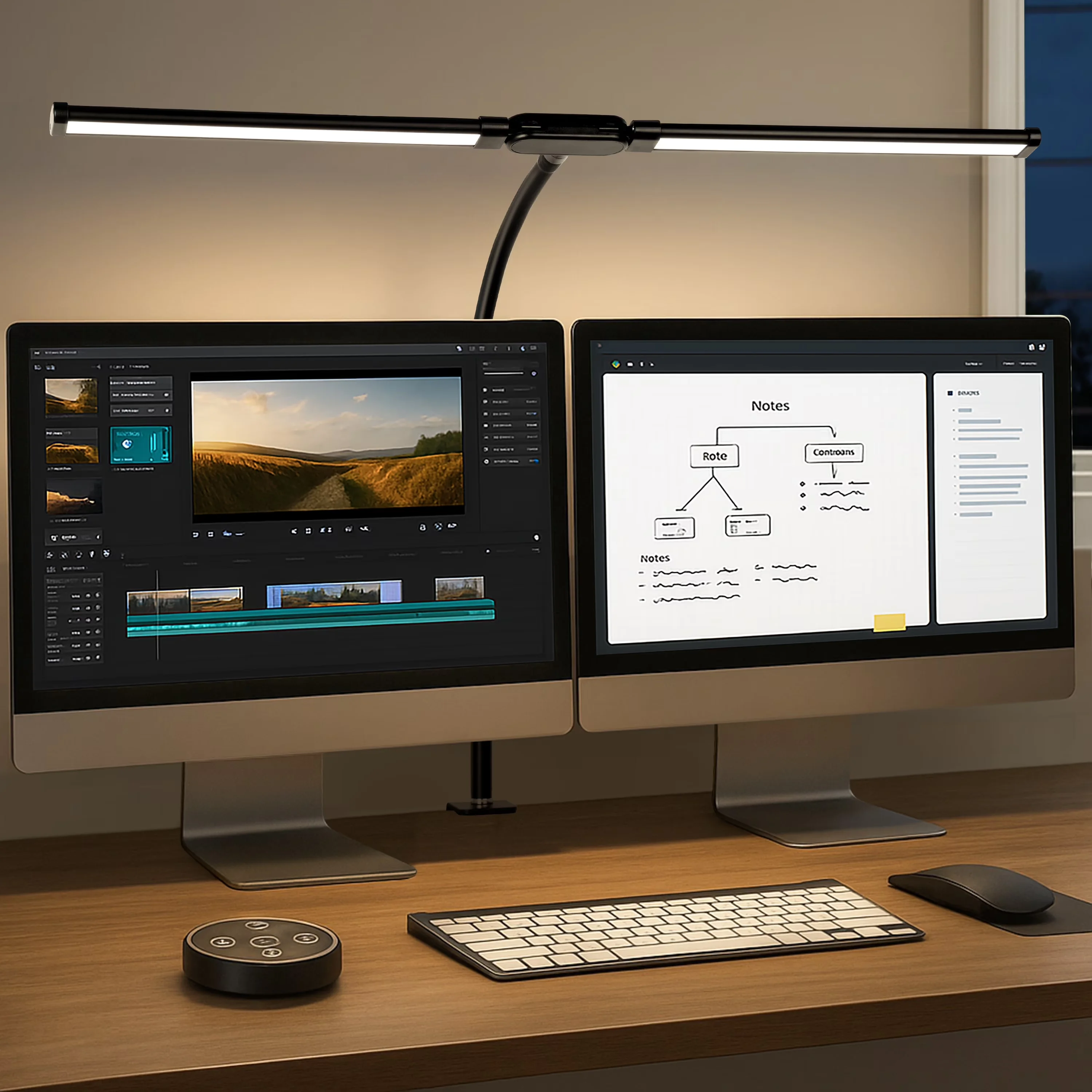 Professional Desk Lamp with LED, Energy Efficient - Aluminum Black for Office, Home Model DE2164